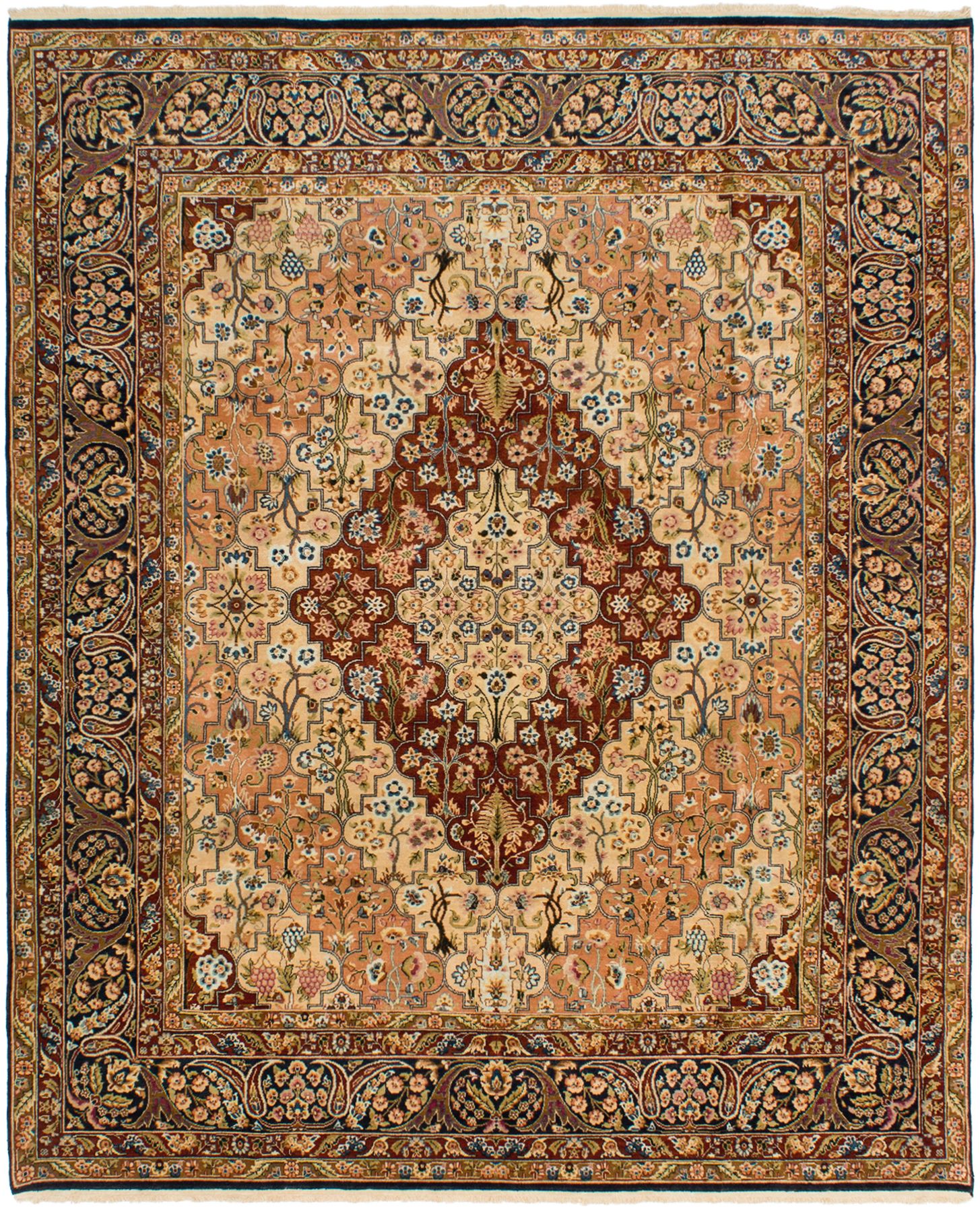 Hand-knotted Jamshidpour Beige Wool Rug 8'2" x 9'11"  Size: 8'2" x 9'11"  