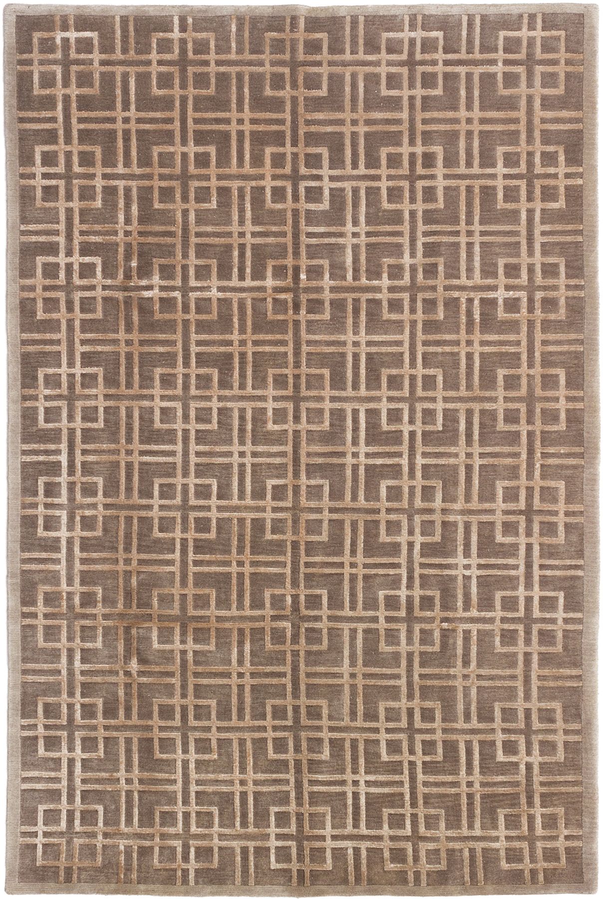 Hand-knotted Silk Touch Brown Wool/Silk Rug 5'6" x 8'4" Size: 5'6" x 8'4"  