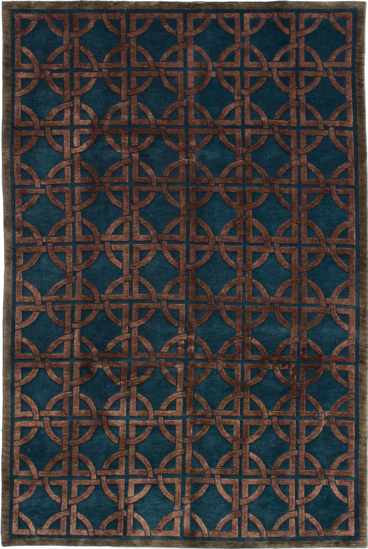 Hand-knotted Silk Touch Turquoise Wool/Silk Rug 5'7" x 8'7" Size: 5'7" x 8'7"  