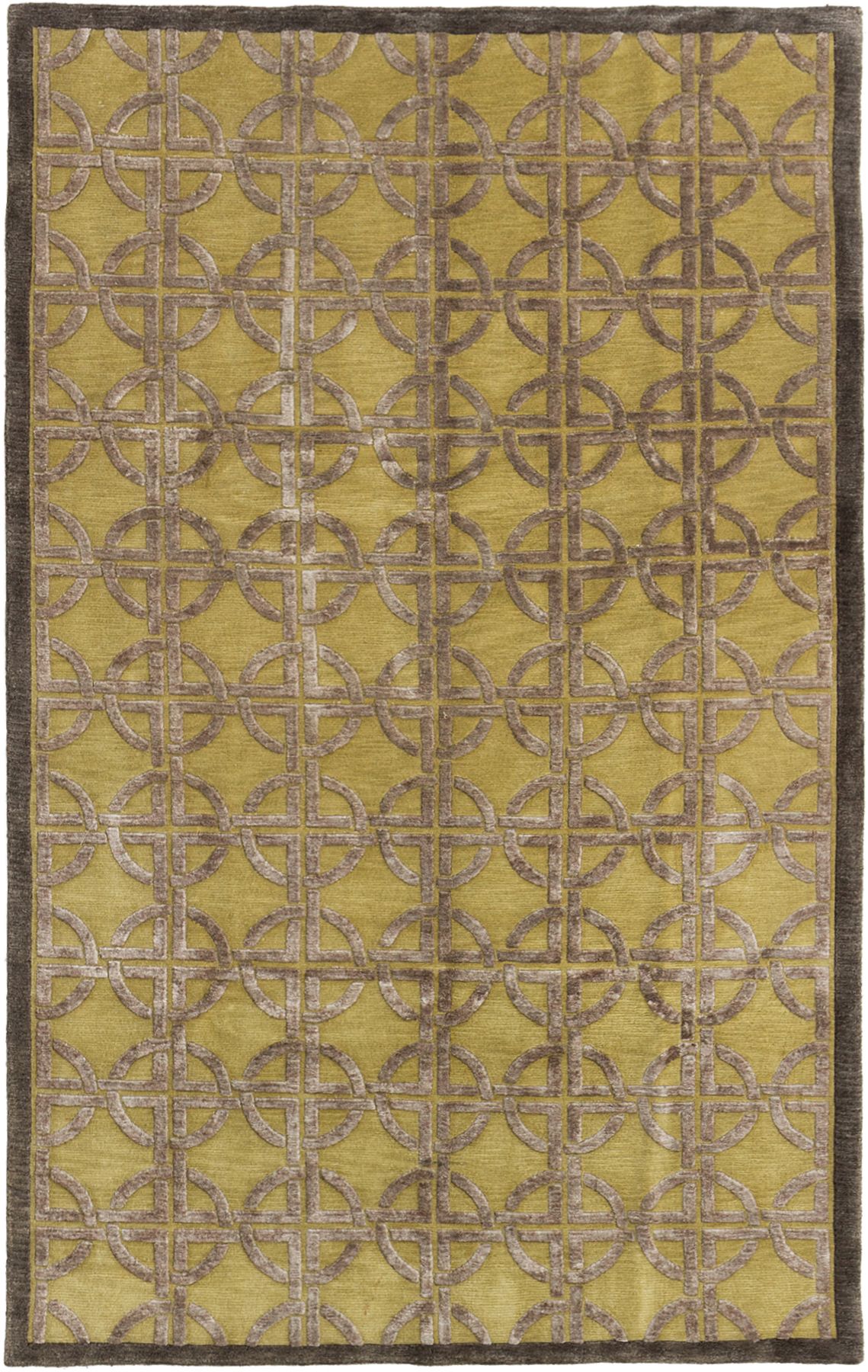 Hand-knotted Silk Touch Light Gold Wool/Silk Rug 5'1" x 8'1" Size: 5'1" x 8'1"  