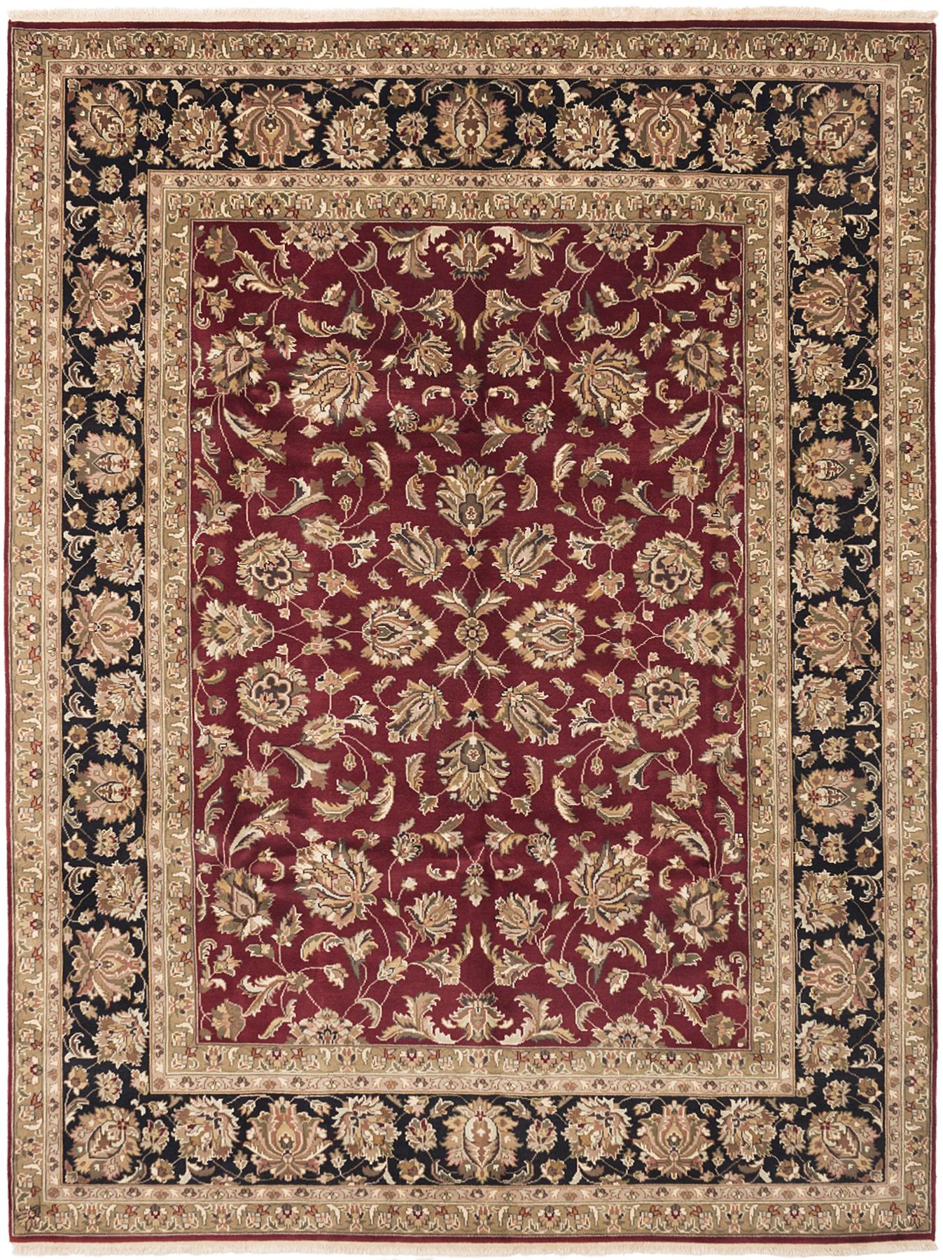 Hand-knotted Finest Agra Jaipur Red Wool Rug 8'6" x 11'6" Size: 8'6" x 11'6"  
