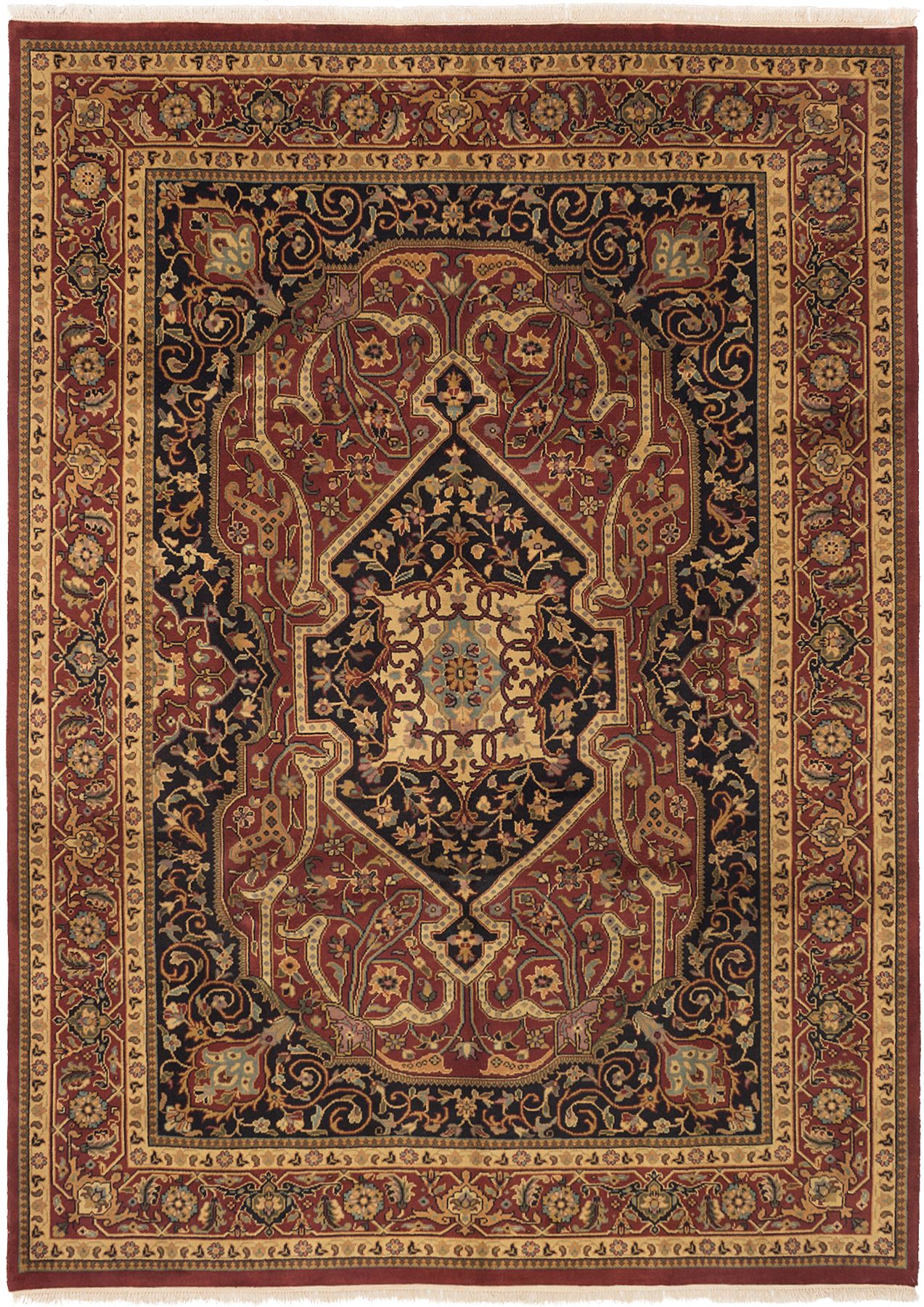 Hand-knotted Finest Agra Jaipur Dark Red Wool Rug 8'6" x 11'6" Size: 8'6" x 11'6"  