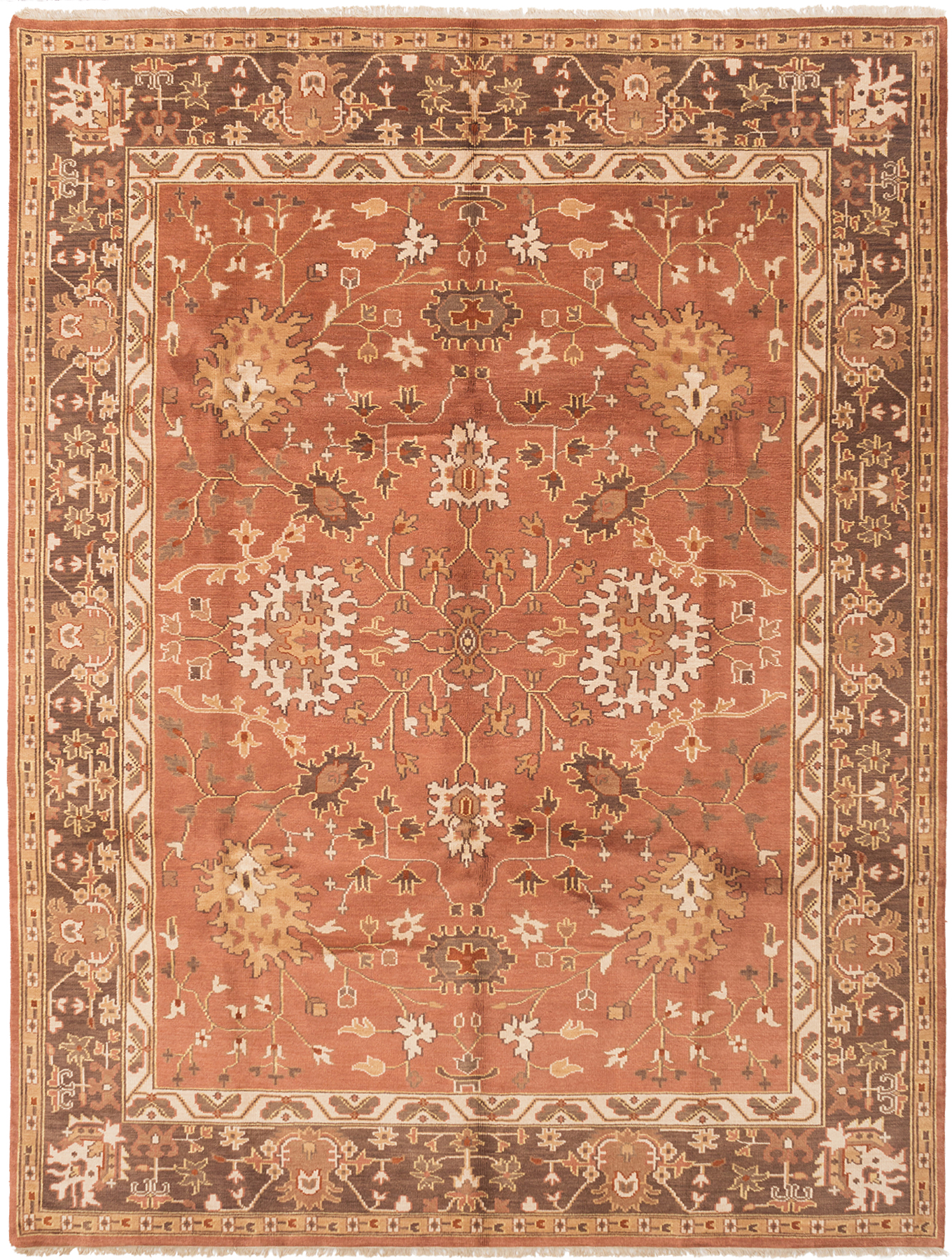 Hand-knotted Royal Mahal Copper Wool Rug 8'6" x 11'6" Size: 8'6" x 11'6"  