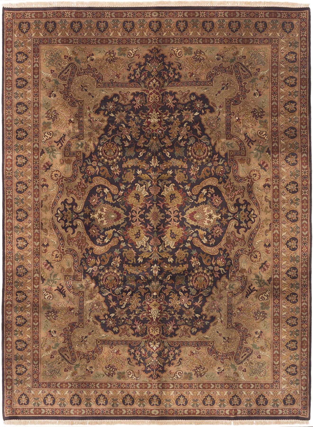 Hand-knotted Jamshidpour Black, Tan Wool Rug 8'7" x 11'8" Size: 8'7" x 11'8"  