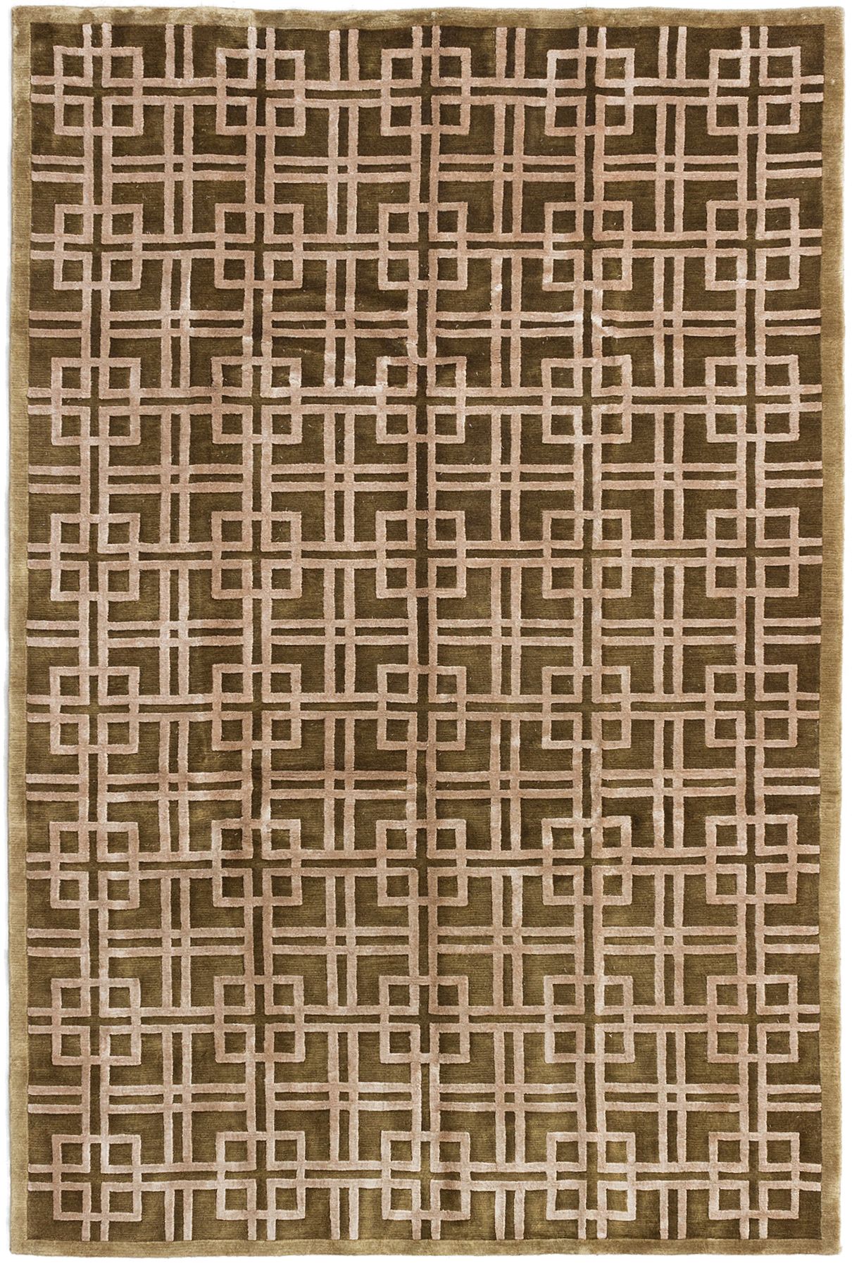 Hand-knotted Silk Touch Light Brown Wool/Silk Rug 5'5" x 8'4" Size: 5'5" x 8'4"  