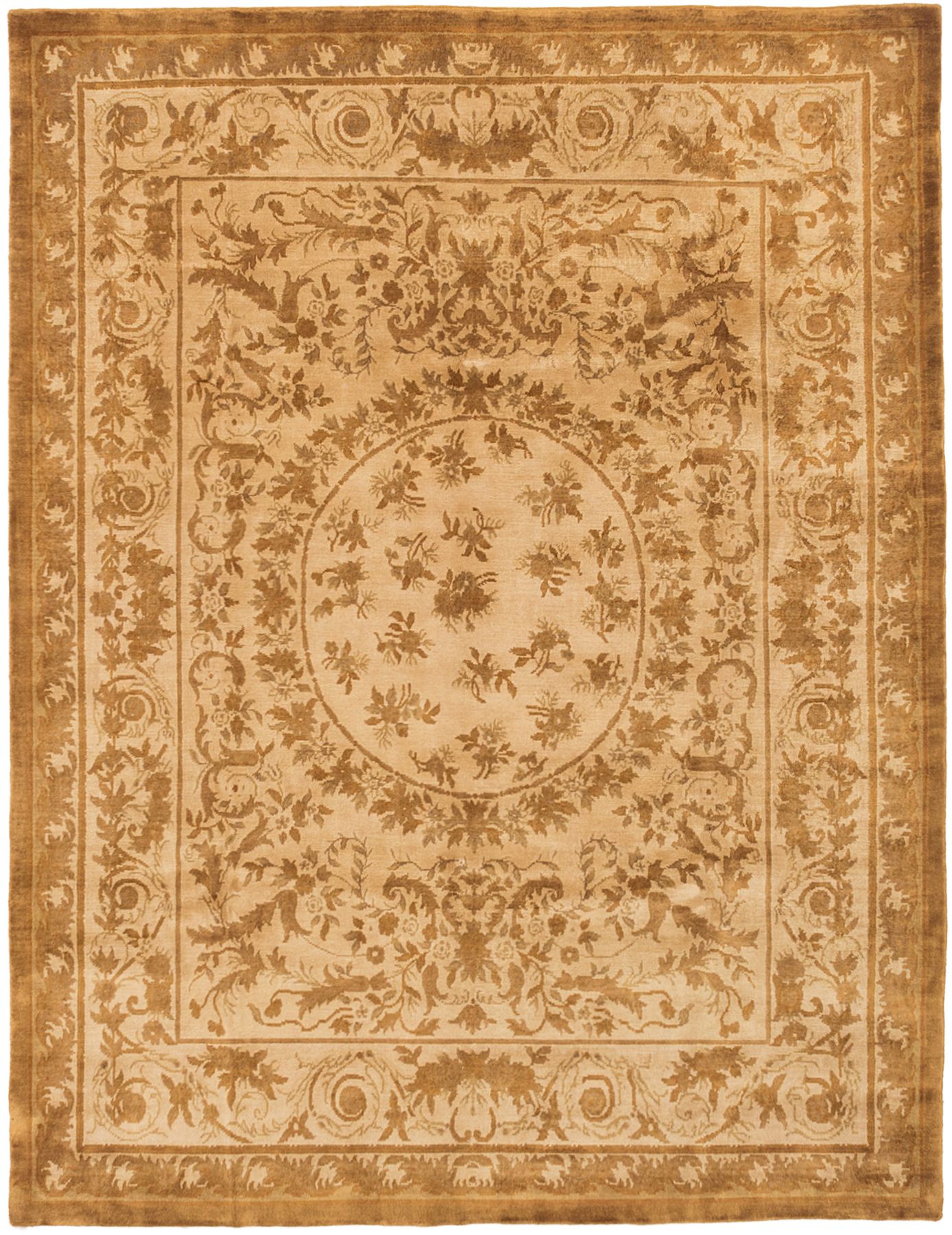 Hand-knotted Karma Beige, Brown Wool Rug 7'8" x 9'11" Size: 7'8" x 9'11"  