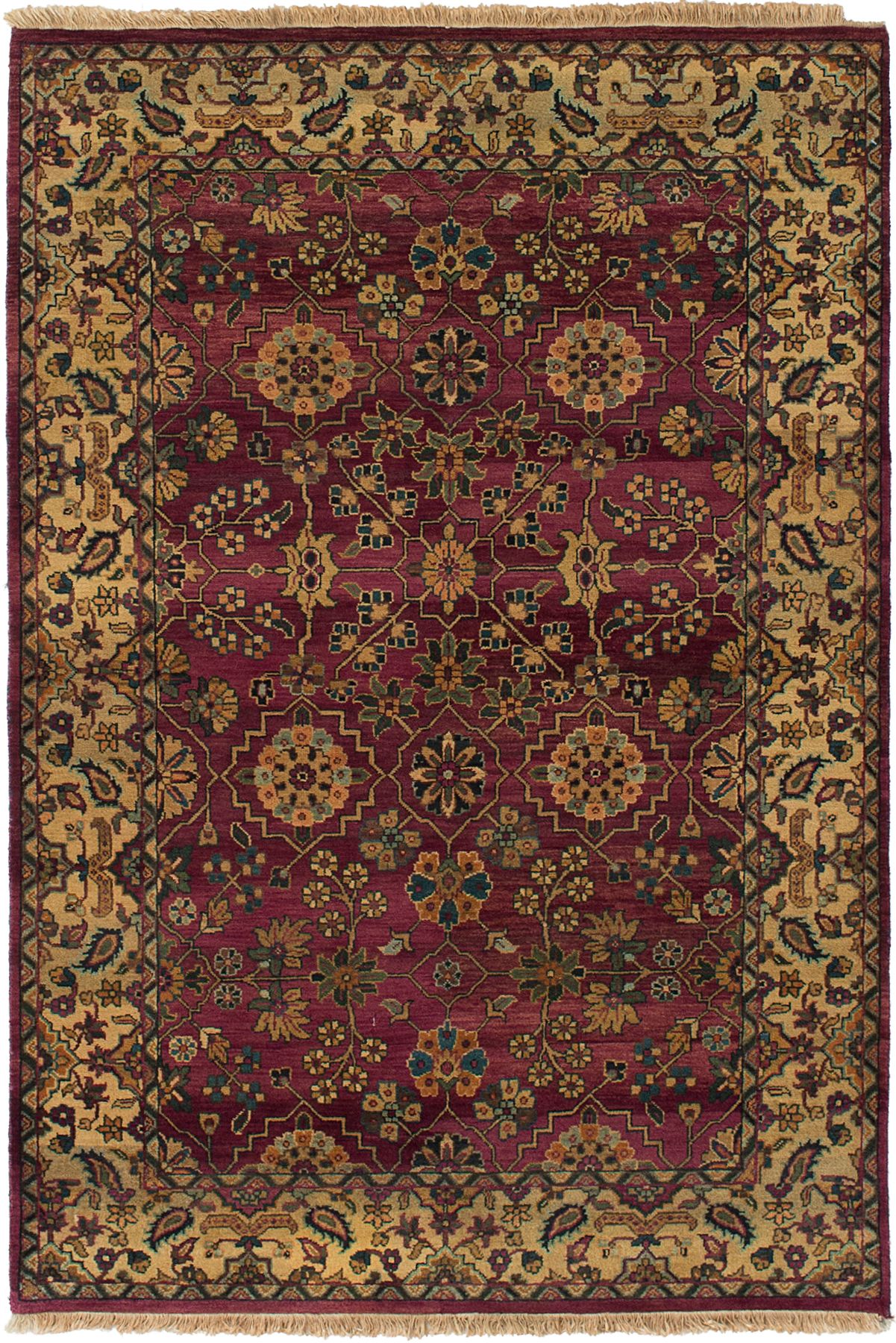 Hand-knotted Jamshidpour Dark Red Wool Rug 4'0" x 6'0" Size: 4'0" x 6'0"  