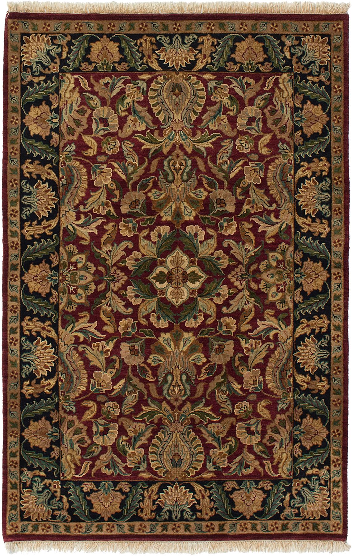 Hand-knotted Royal Sarough Dark Red Wool Rug 4'0" x 6'2" Size: 4'0" x 6'2"  