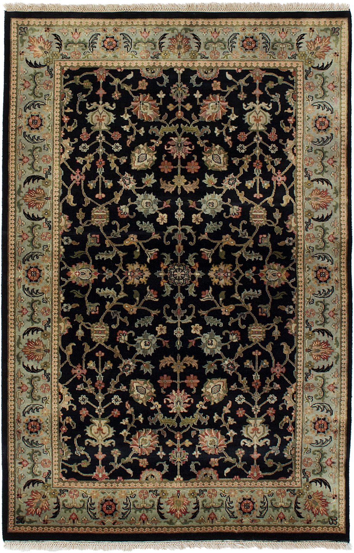 Hand-knotted Jamshidpour Black Wool Rug 3'10" x 6'2" Size: 3'10" x 6'2"  