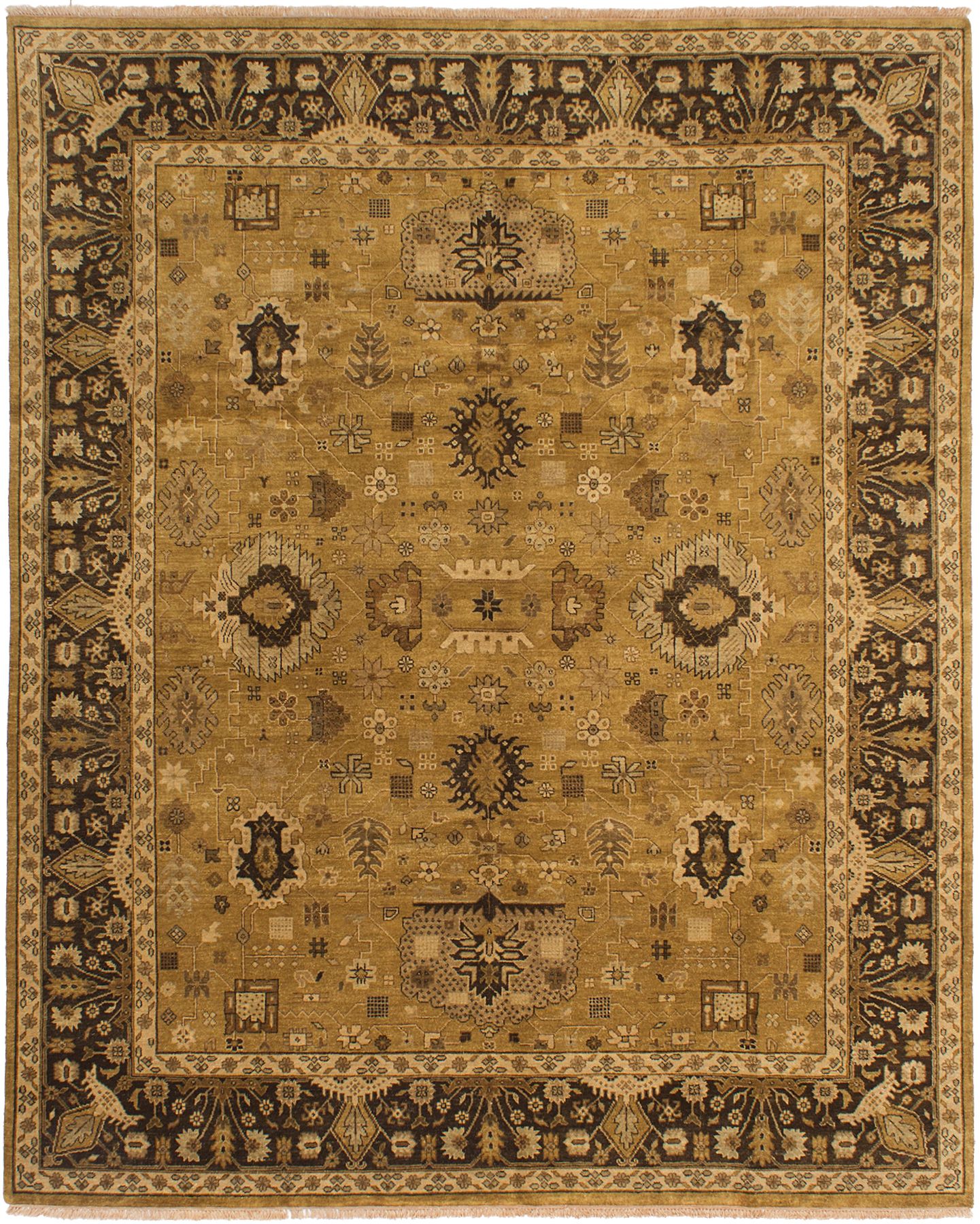 Hand-knotted Jamshidpour Dark Gold Wool Rug 7'11" x 9'9" Size: 7'11" x 9'9"  