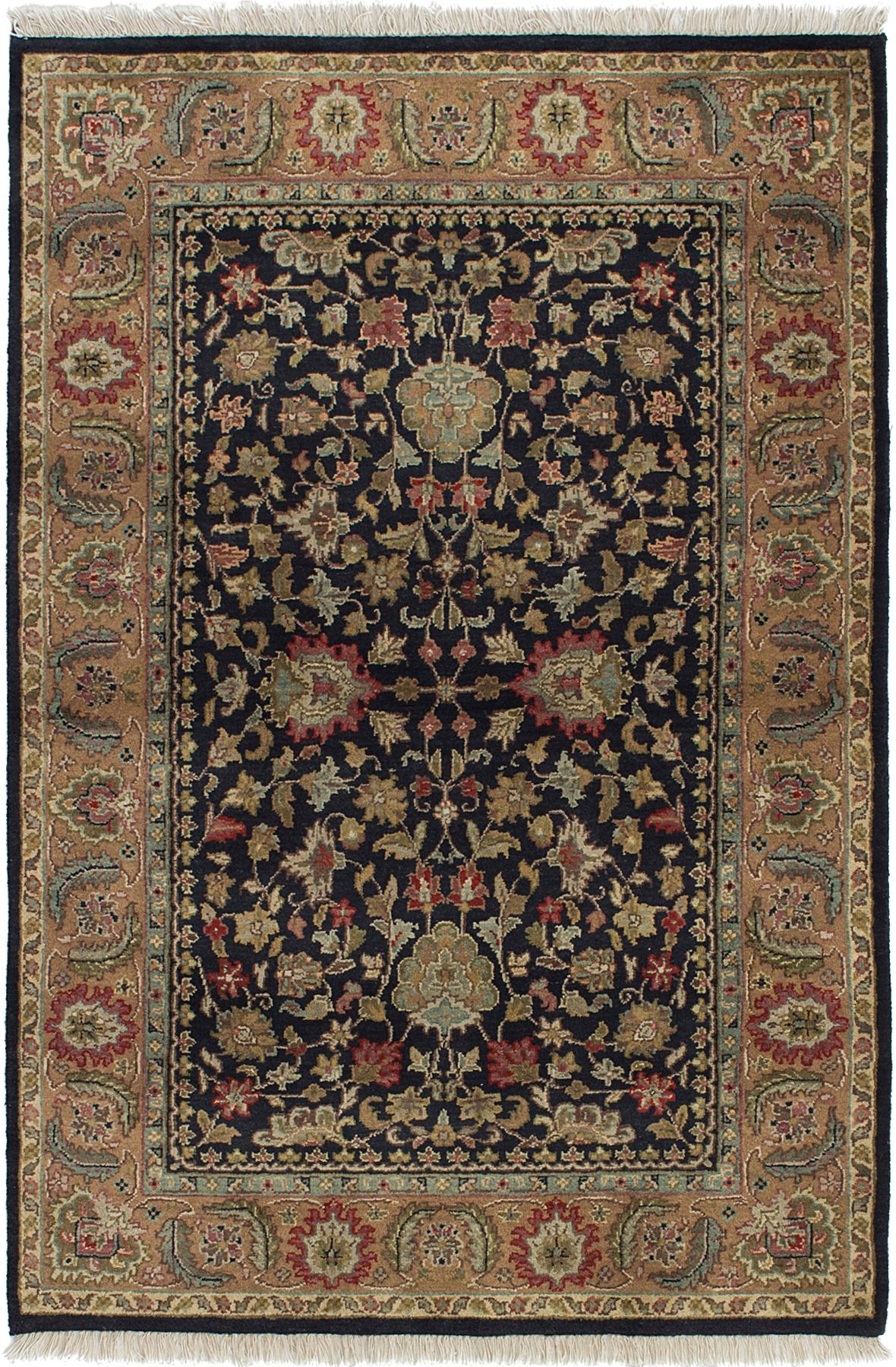 Hand-knotted Jamshidpour Dark Navy Wool Rug 4'0" x 6'0" Size: 4'0" x 6'0"  