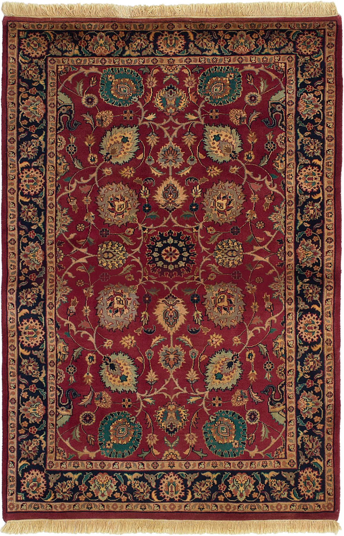 Hand-knotted Jamshidpour Dark Red Wool Rug 4'0" x 6'2" Size: 4'0" x 6'2"  