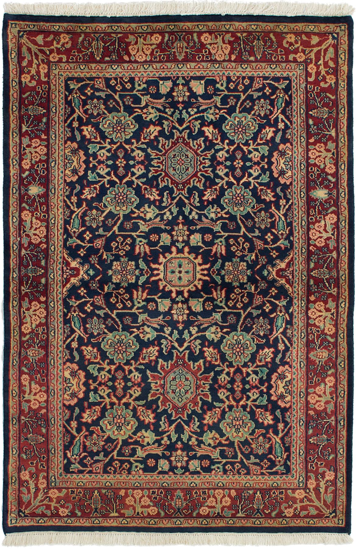 Hand-knotted Jamshidpour Dark Navy Wool Rug 3'11" x 6'0" Size: 3'11" x 6'0"  