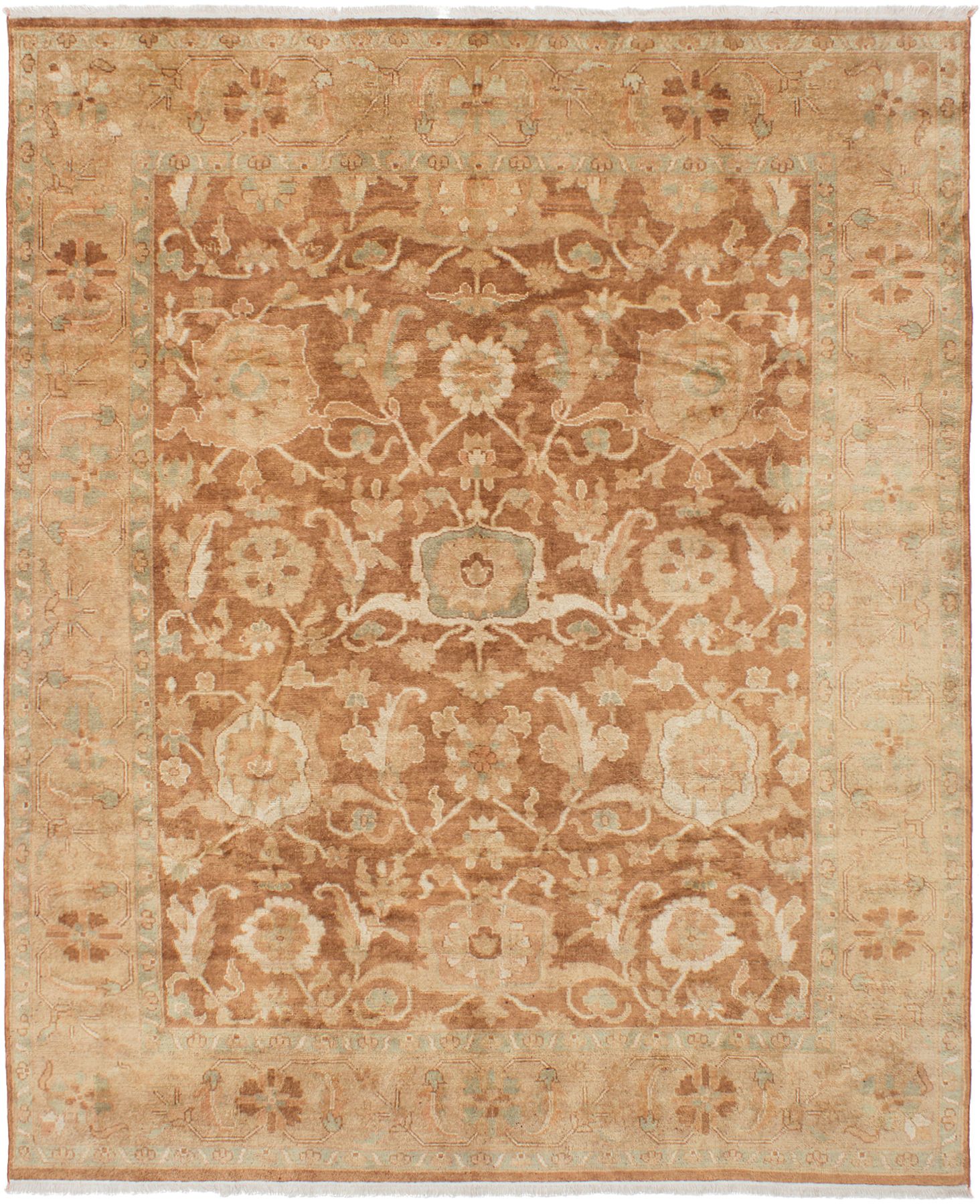 Hand-knotted Finest Agra Jaipur Brown Wool Rug 8'2" x 10'2" Size: 8'2" x 10'2"  