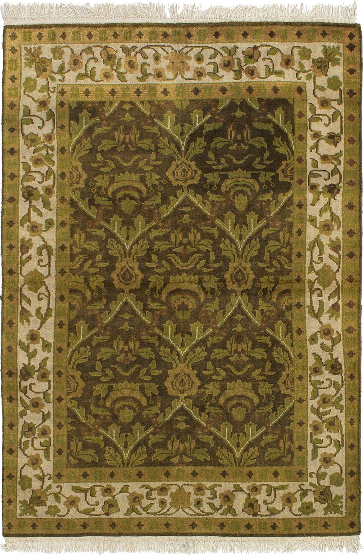 Hand-knotted Royal Mahal Dark Brown Wool Rug 4'0" x 6'0" Size: 4'0" x 6'0"  