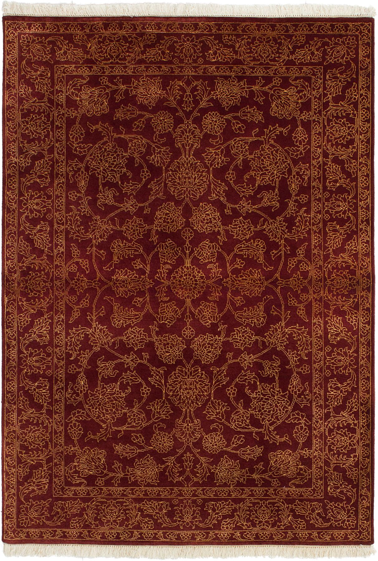 Hand-knotted Jamshidpour Dark Red  Rug 4'0" x 6'0" Size: 4'0" x 6'0"  