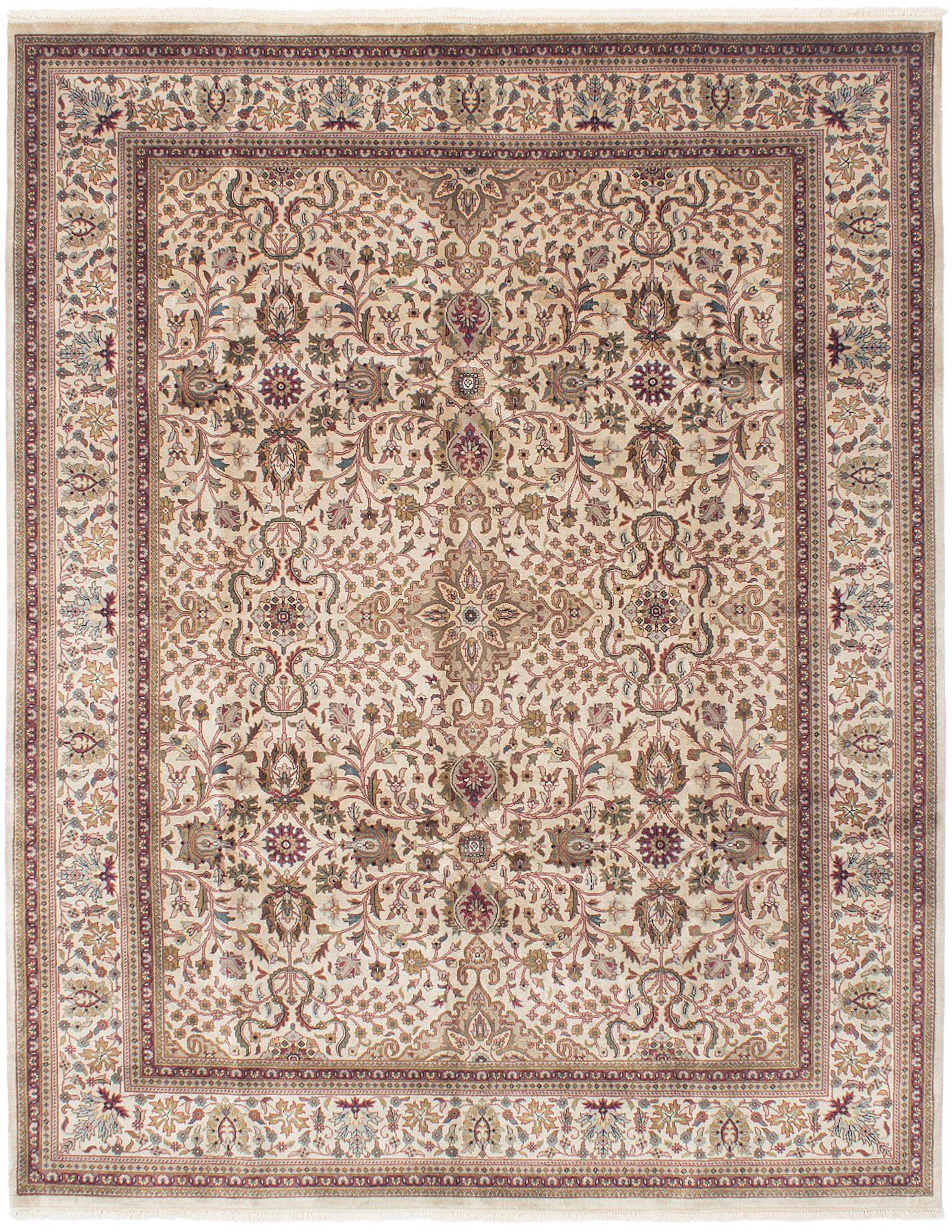 Hand-knotted Jamshidpour Ivory Wool Rug 7'10" x 10'0" Size: 7'10" x 10'0"  