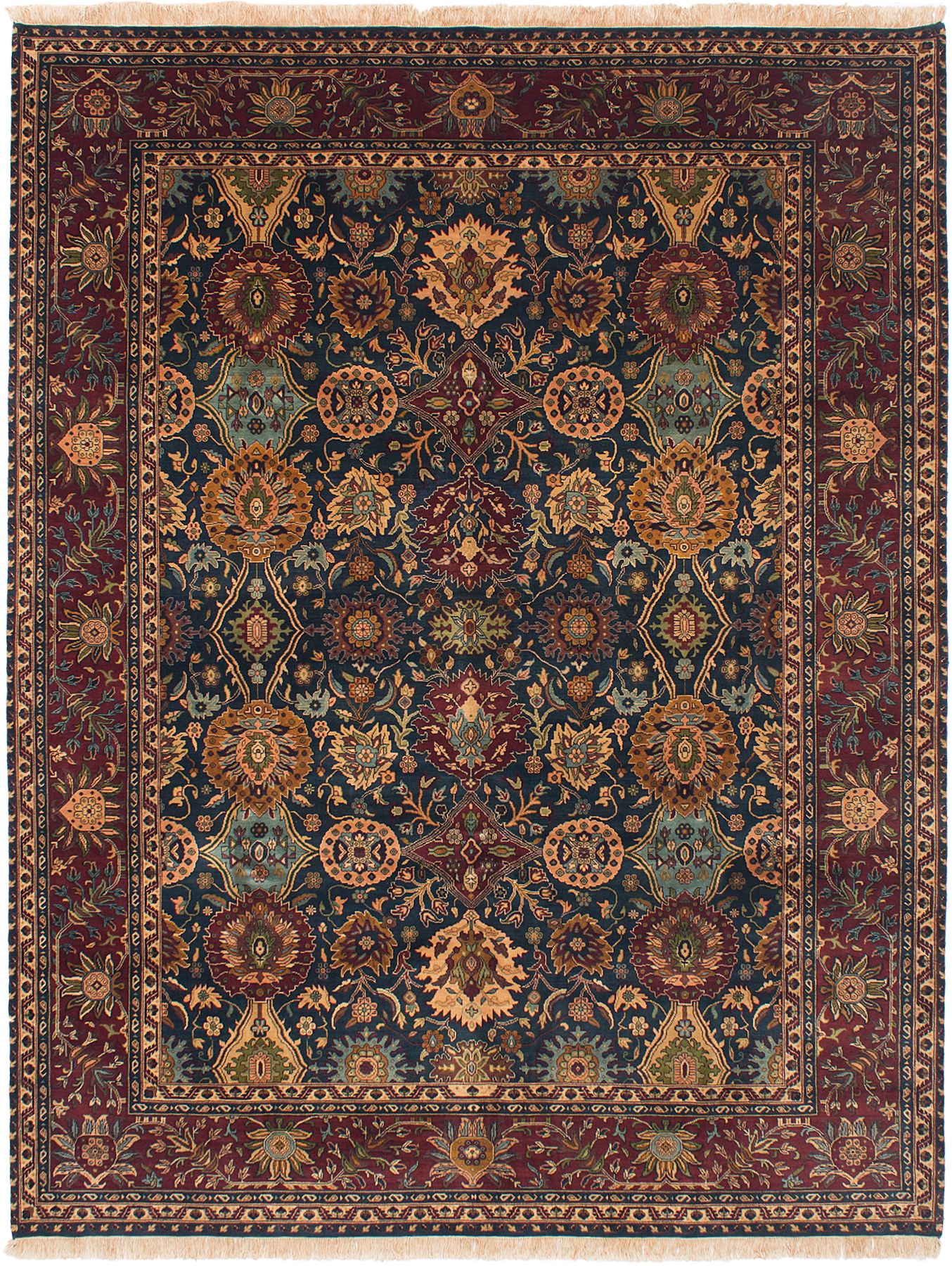 Hand-knotted Jamshidpour Dark Green Wool Rug 8'9" x 11'5" Size: 8'9" x 11'5"  