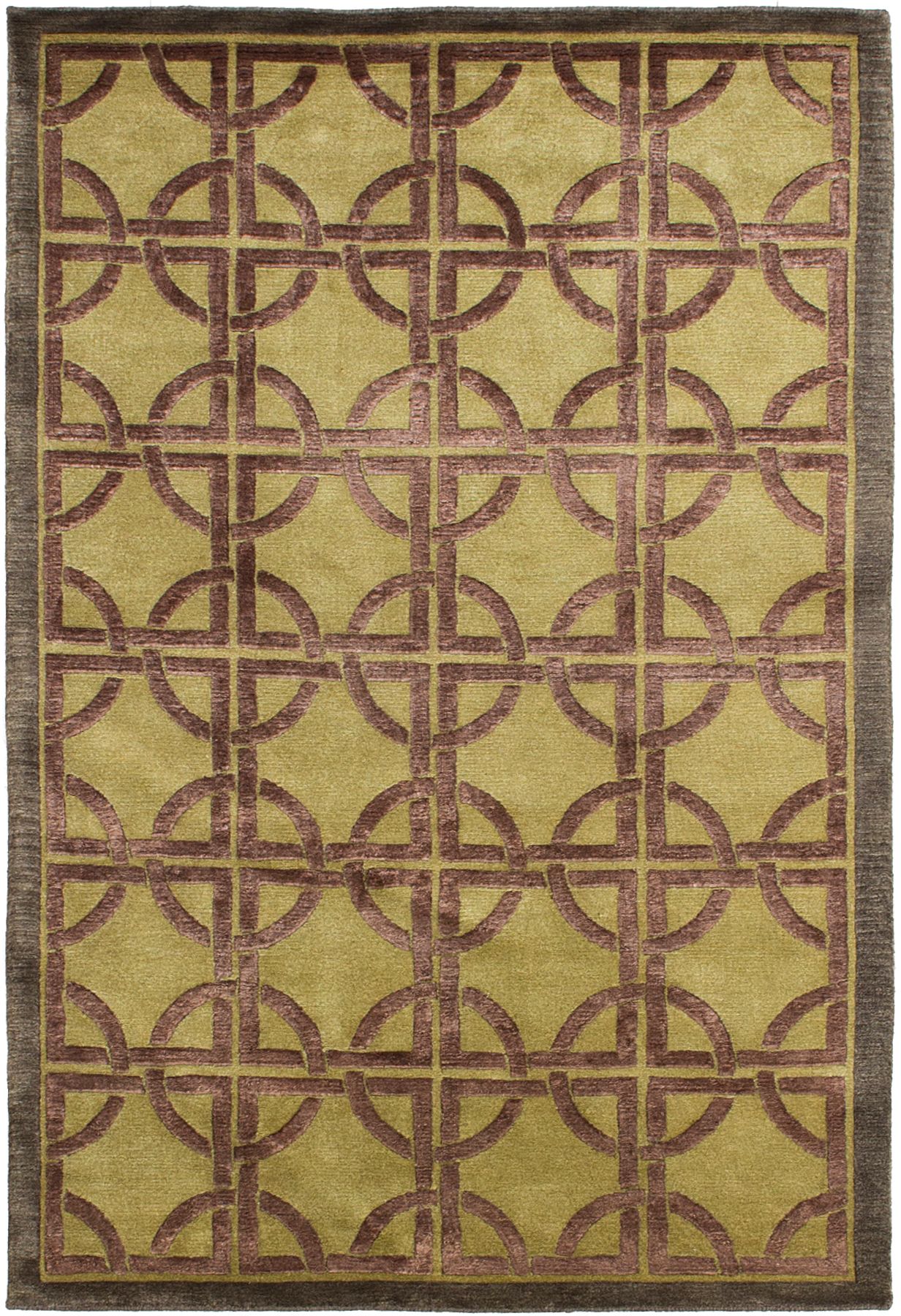 Hand-knotted Silk Touch Dark Gold Wool/Silk Rug 3'5" x 5'6" Size: 3'5" x 5'6"  