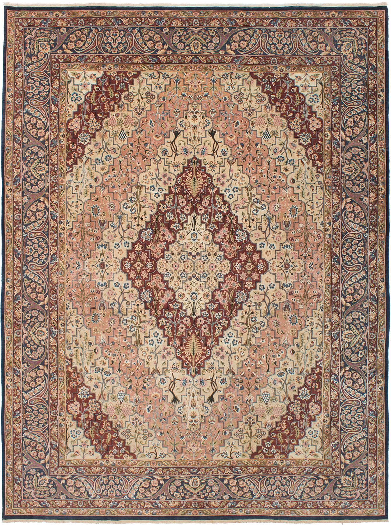 Hand-knotted Jamshidpour Ivory Wool Rug 8'11" x 12'0" Size: 8'11" x 12'0"  