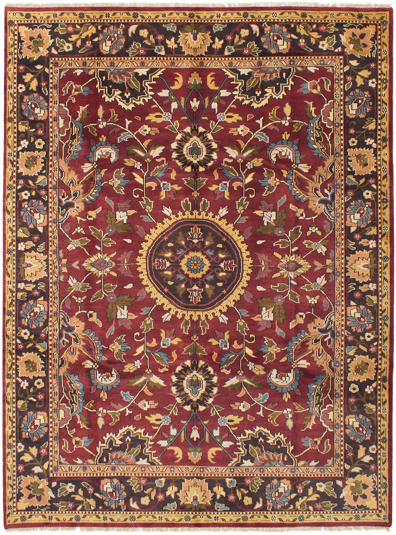 Hand-knotted Royal Mahal Dark Red Wool Rug 8'6" x 11'6" Size: 8'6" x 11'6"  