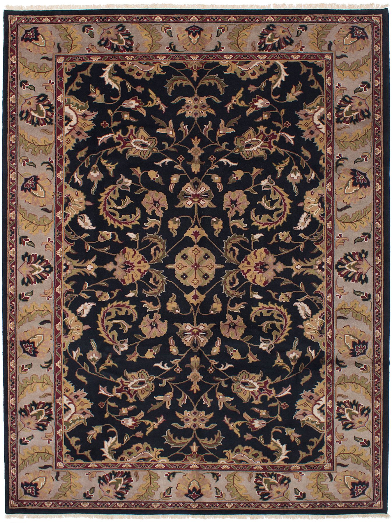 Hand-knotted Finest Agra Jaipur Black Wool Rug 8'6" x 11'6"  Size: 8'6" x 11'6"  