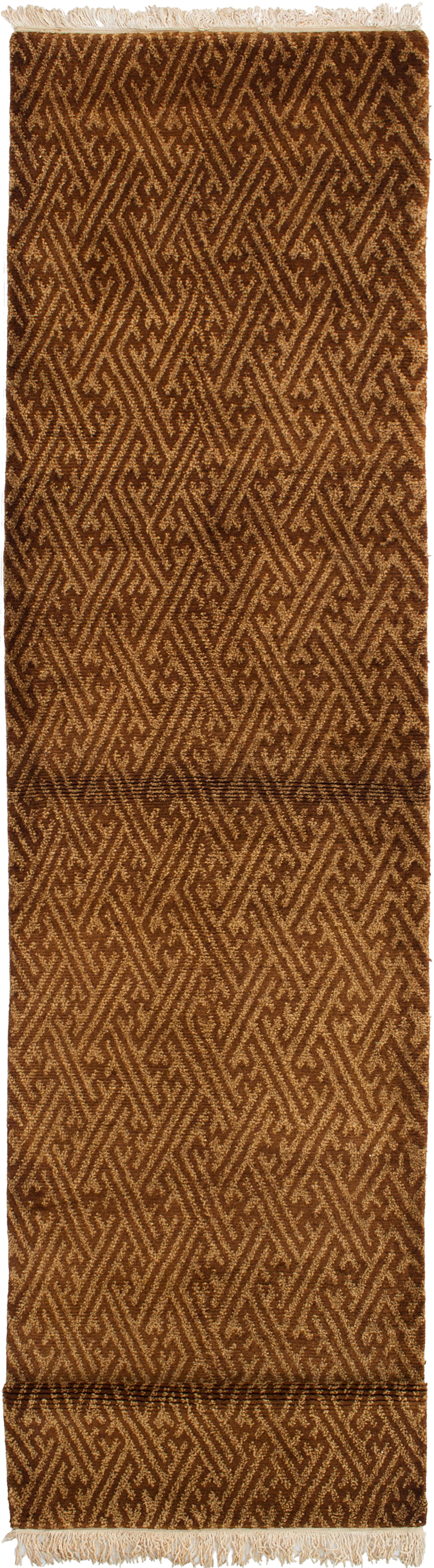 Hand-knotted Kathmandu Dark Brown Wool Rug 2'7" x 13'9" Size: 2'7" x 13'9"  