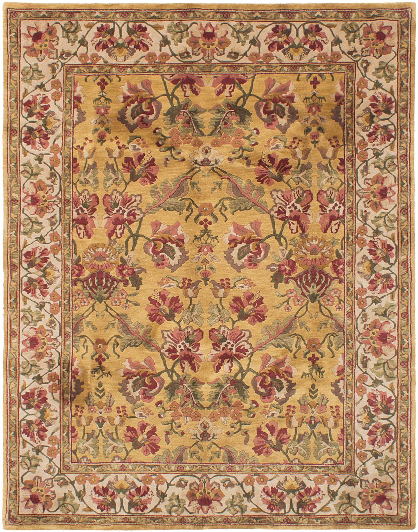 Hand-knotted Varanasi Light Brown Wool Rug 7'0" x 9'0" Size: 7'0" x 9'0"  