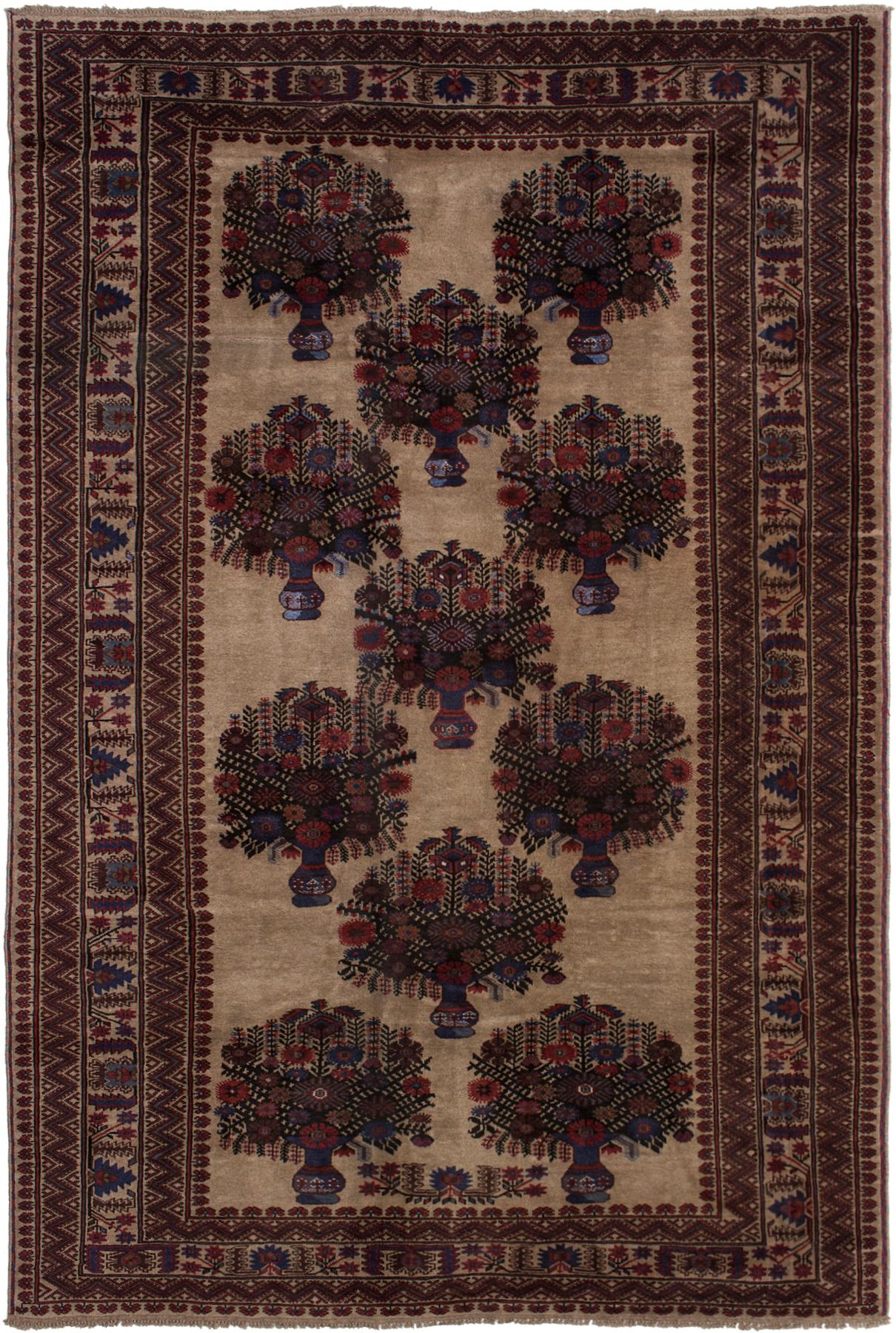 Hand-knotted Finest Rizbaft Tan Wool Rug 6'5" x 9'9" Size: 6'5" x 9'9"  