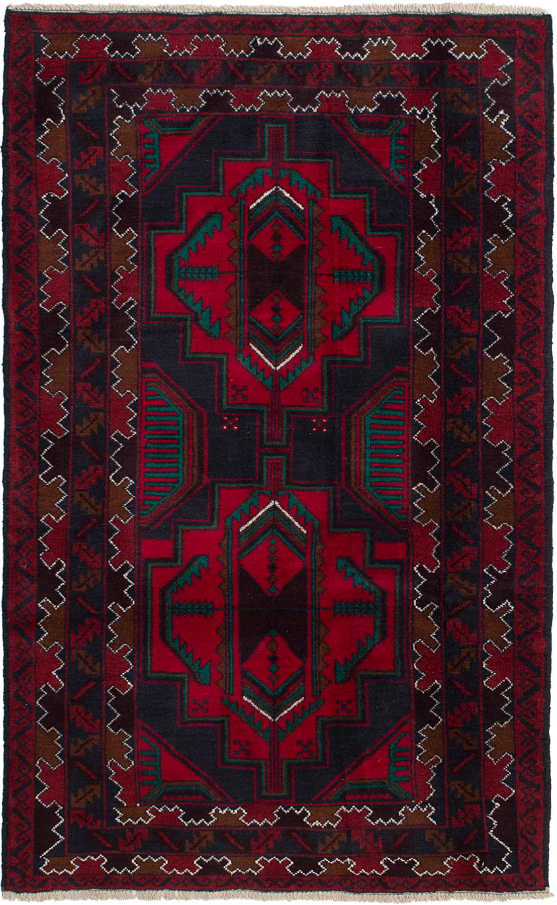 Hand-knotted Finest Rizbaft Red Wool Rug 3'7" x 6'0"  Size: 3'7" x 6'0"  
