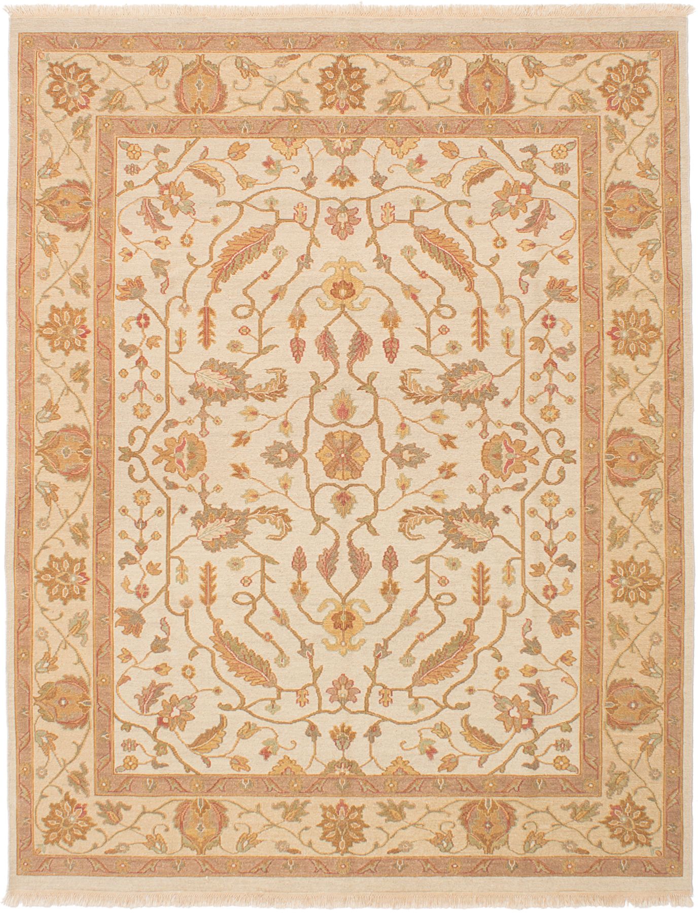 Hand woven Lahor Finest Cream Wool Tapestry Kilim 7'9" x 9'10" Size: 7'9" x 9'10"  