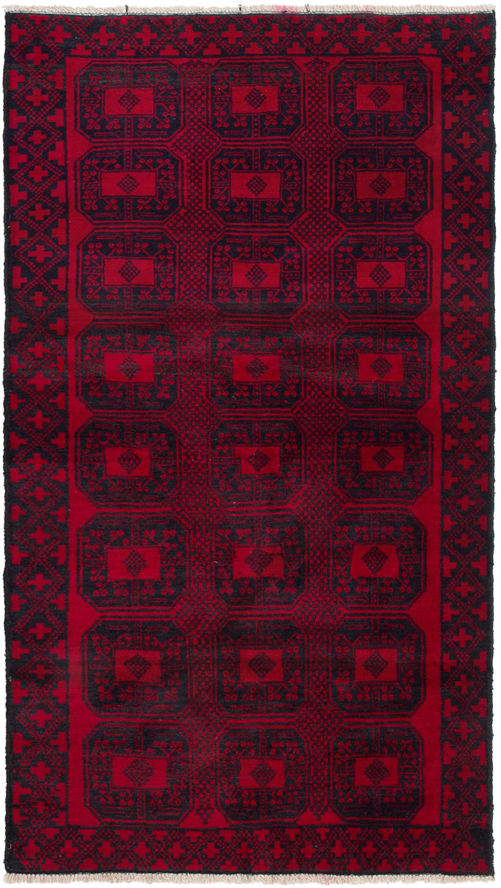 Hand-knotted Rizbaft Red Wool Rug 3'7" x 6'8"  Size: 3'7" x 6'8"  