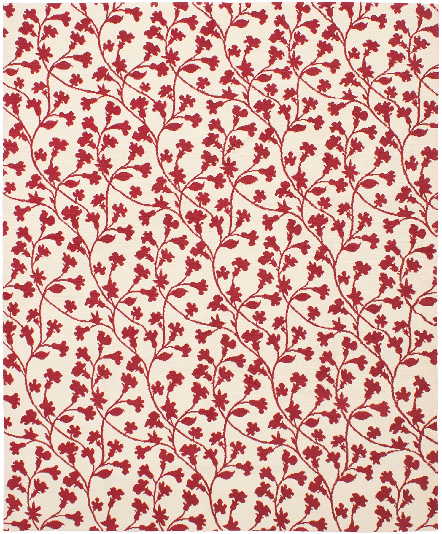 Hand-knotted Karma Cream, Dark Red Wool Rug 8'0" x 9'11" Size: 8'0" x 9'11"  
