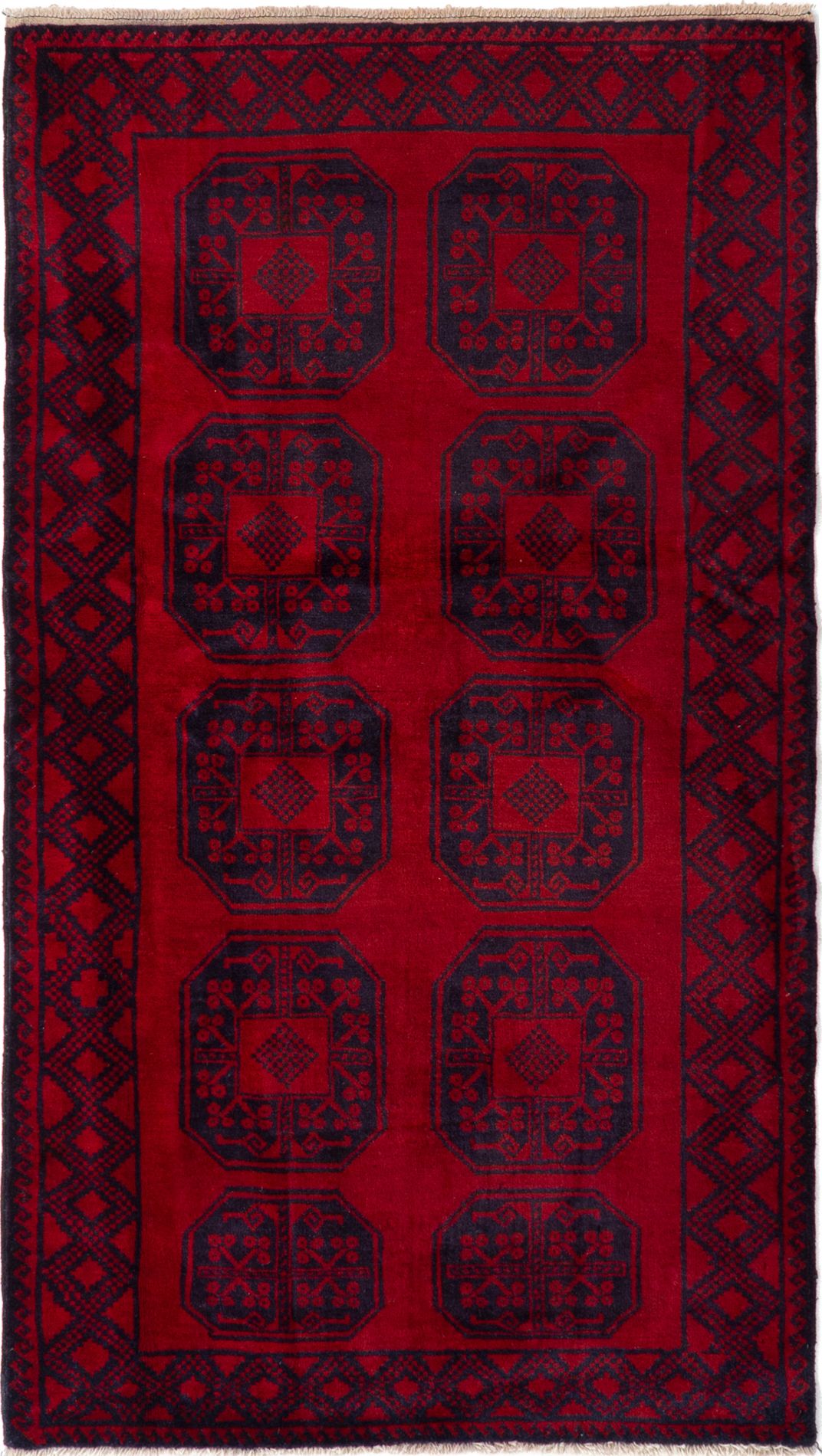 Hand-knotted Teimani Red Wool Rug 3'9" x 6'8" Size: 3'9" x 6'8"  