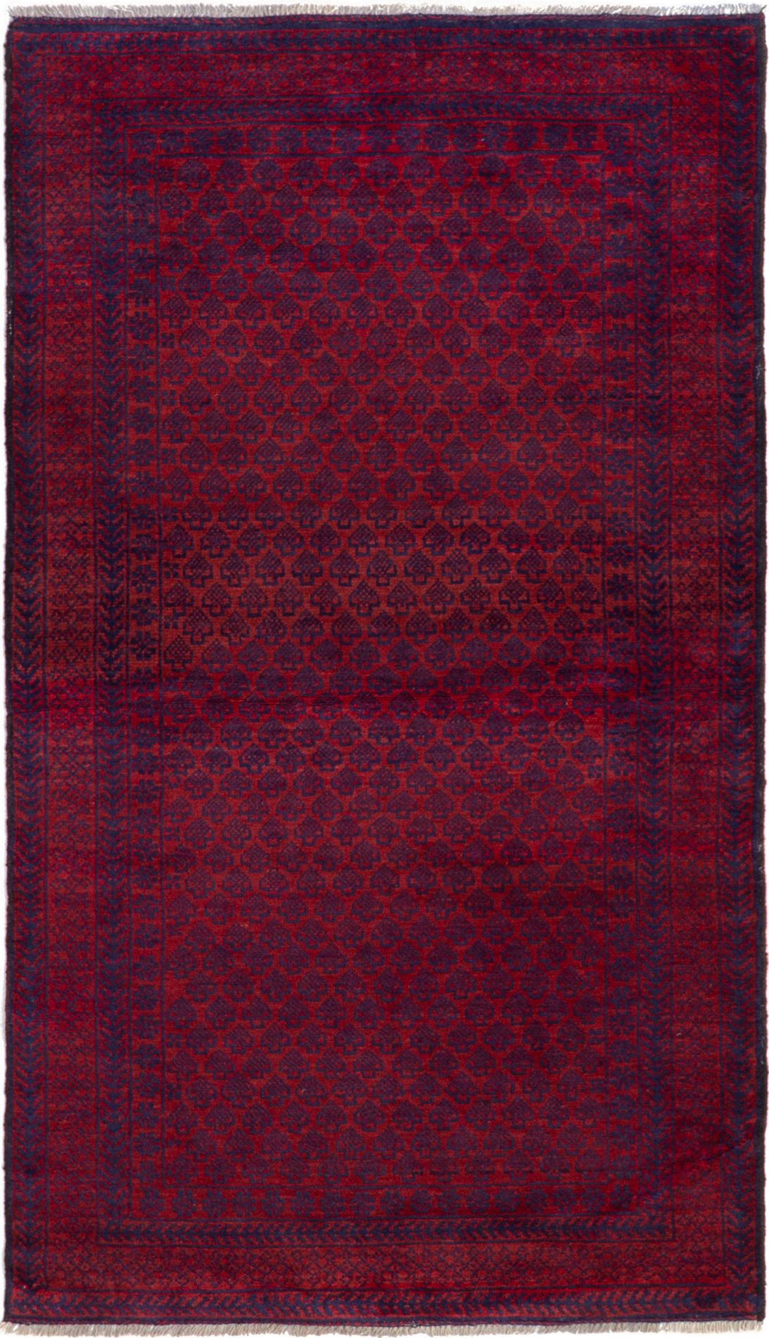 Hand-knotted Teimani Red Wool Rug 3'5" x 6'1" Size: 3'5" x 6'1"  