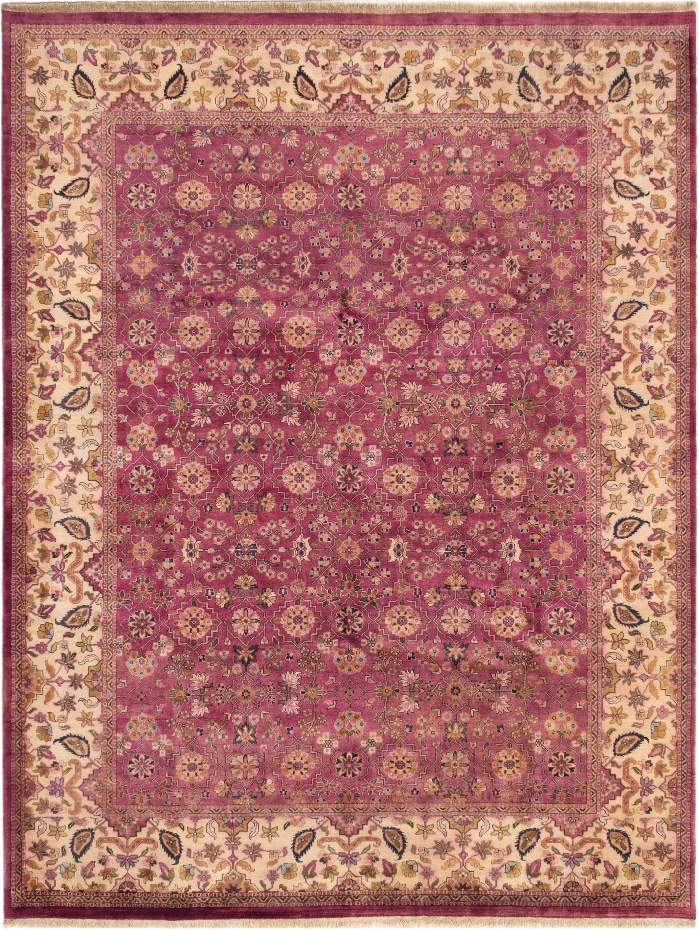 Hand-knotted Sultanabad Dark Magenta Wool Rug 9'0" x 11'8" Size: 9'0" x 11'8"  