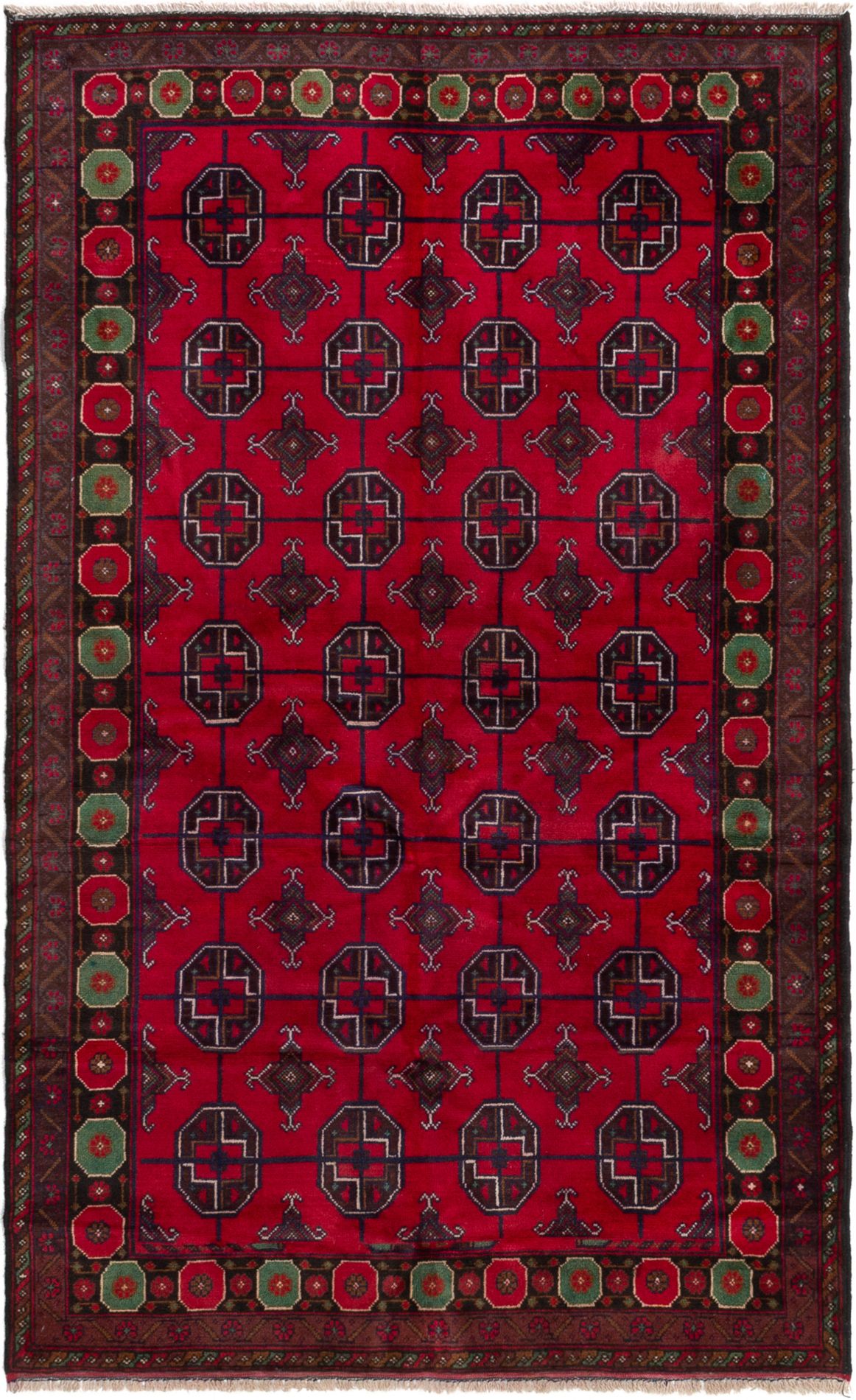 Hand-knotted Teimani Red Wool Rug 3'10" x 6'3" Size: 3'10" x 6'3"  
