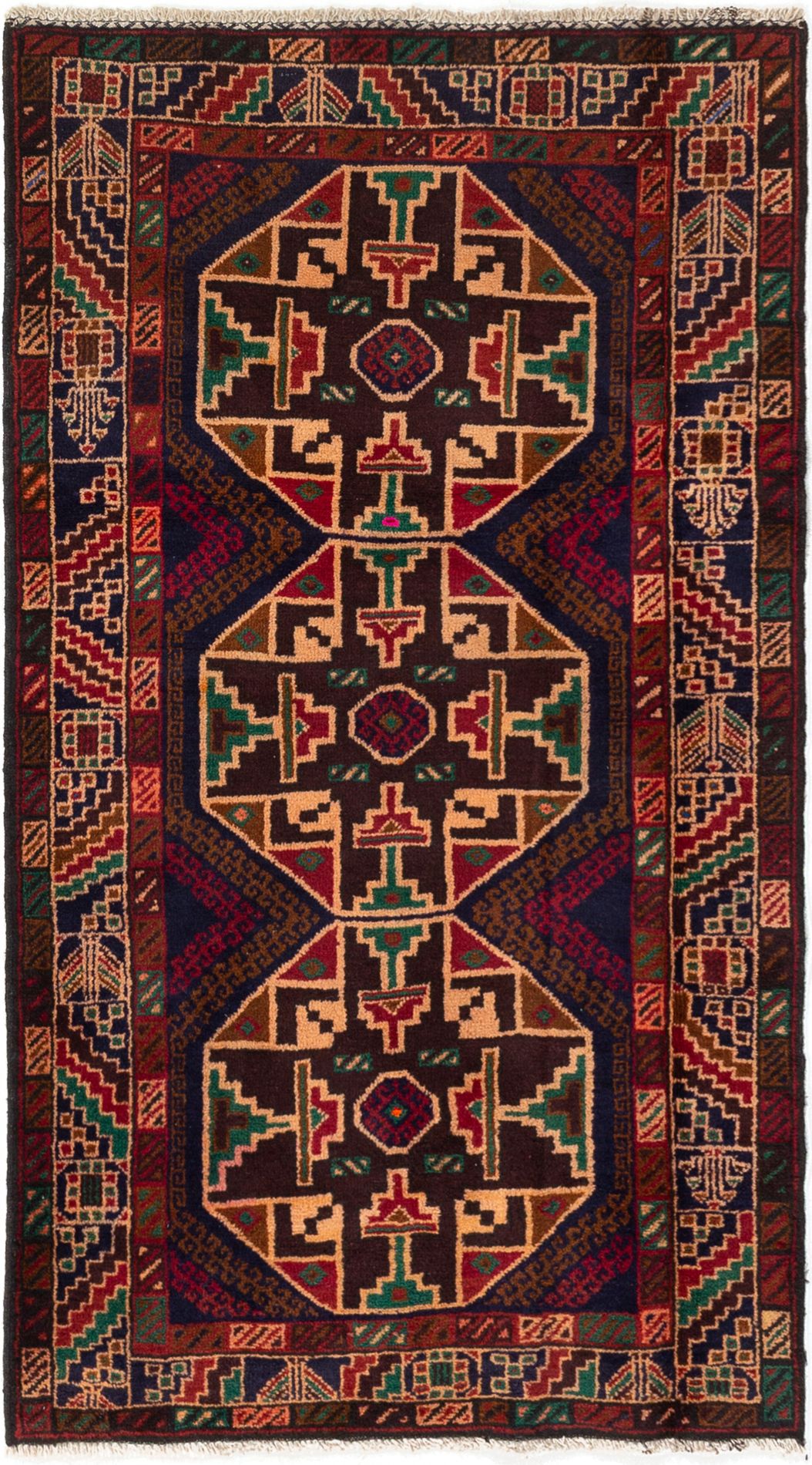 Hand-knotted Kazak Dark Brown Wool Rug 3'4" x 5'10" Size: 3'4" x 5'10"  