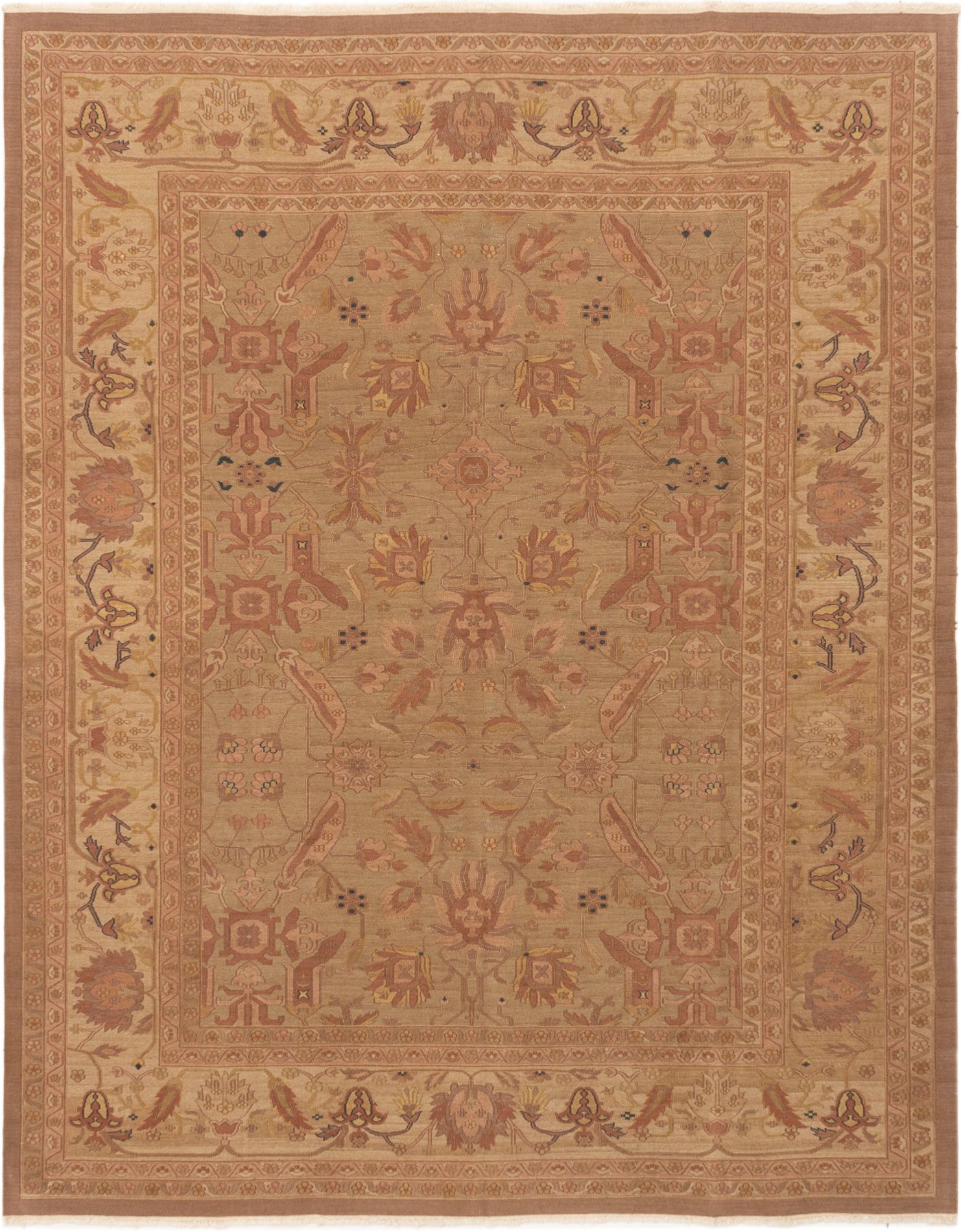 Hand woven Dynasty Khaki Wool Tapestry Kilim 7'9" x 9'8" Size: 7'9" x 9'8"  