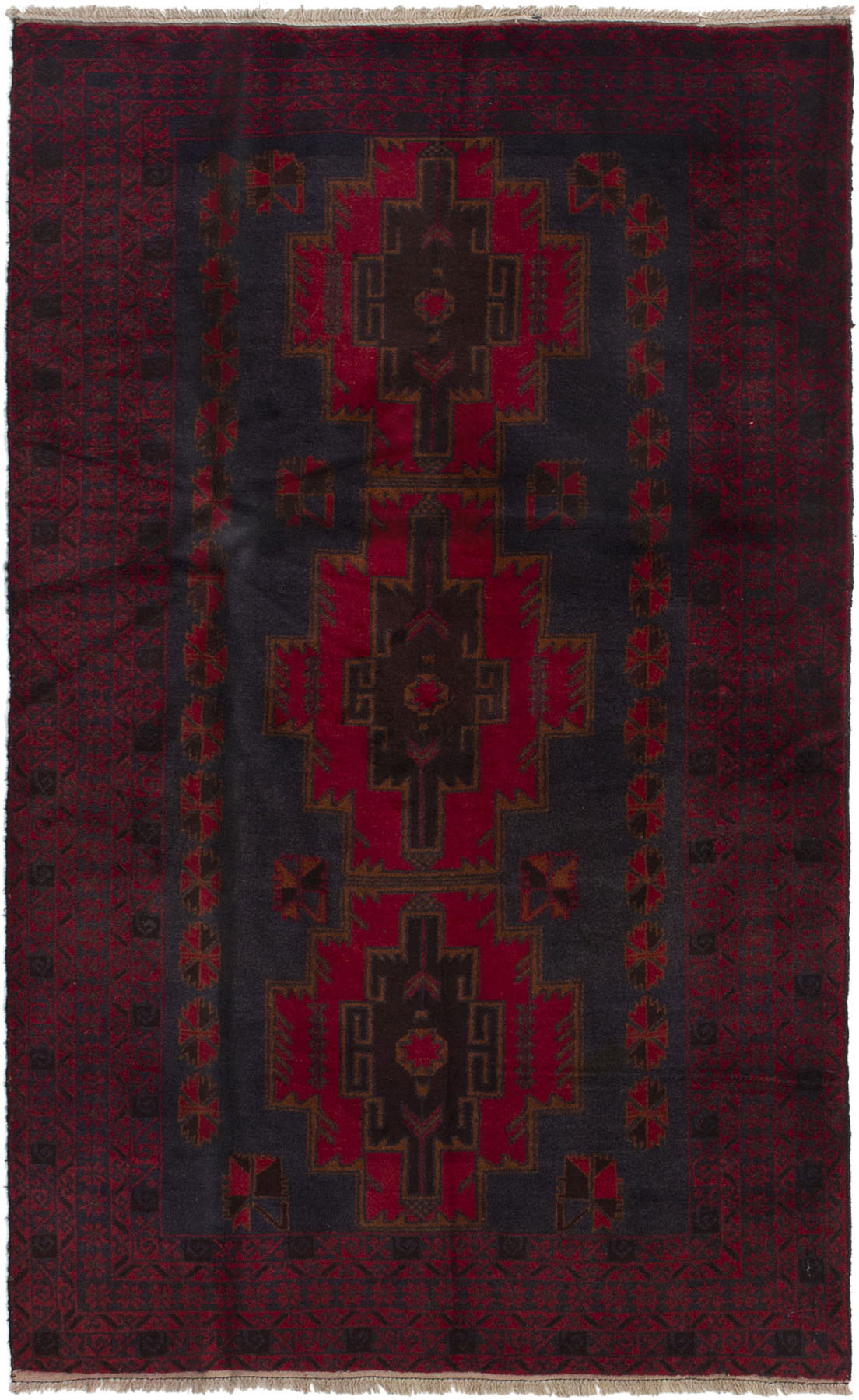 Hand-knotted Kazak Red Wool Rug 3'9" x 6'5"  Size: 3'9" x 6'5"  