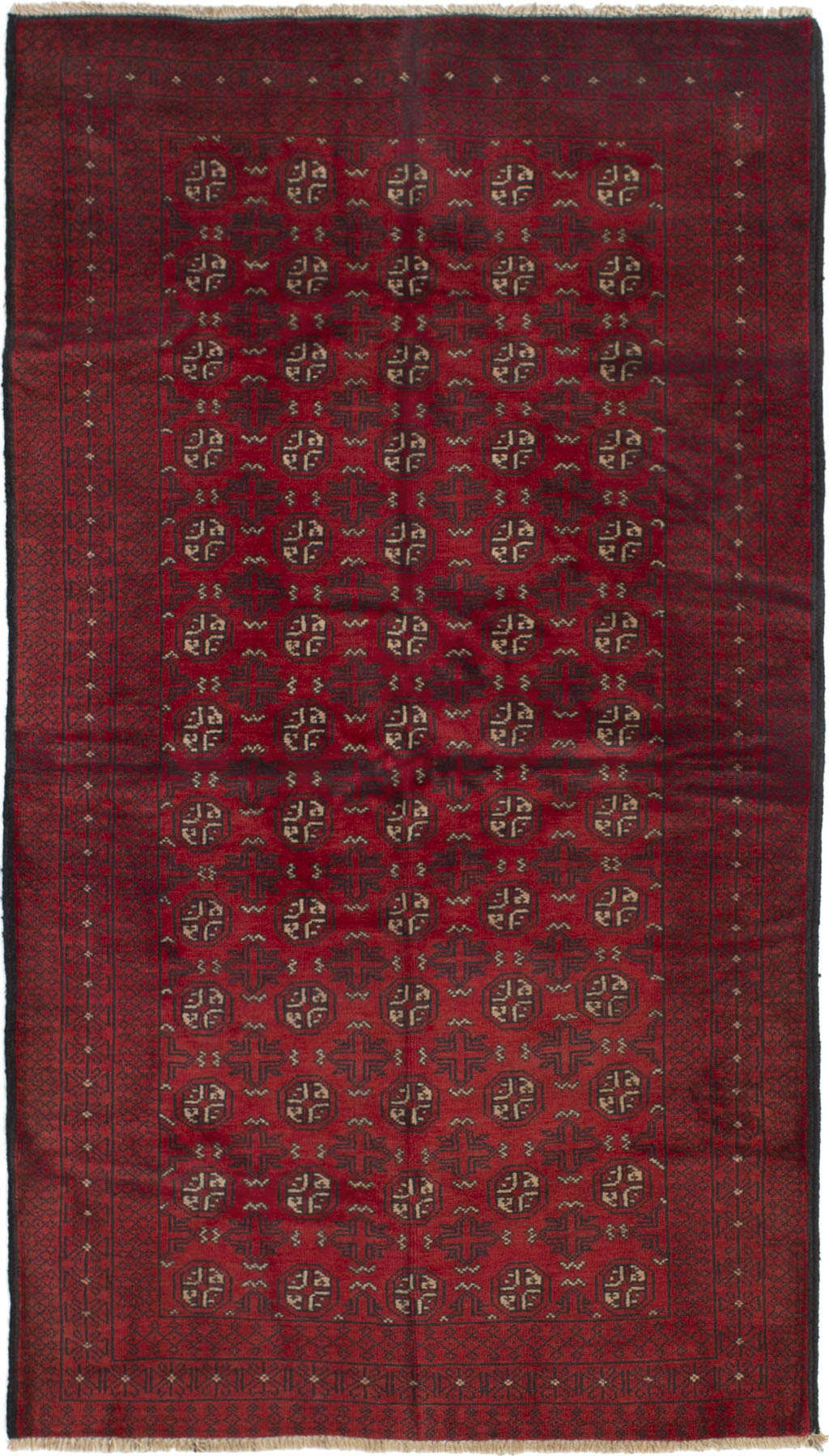 Hand-knotted Rizbaft Red Wool Rug 3'7" x 6'8"  Size: 3'7" x 6'8"  
