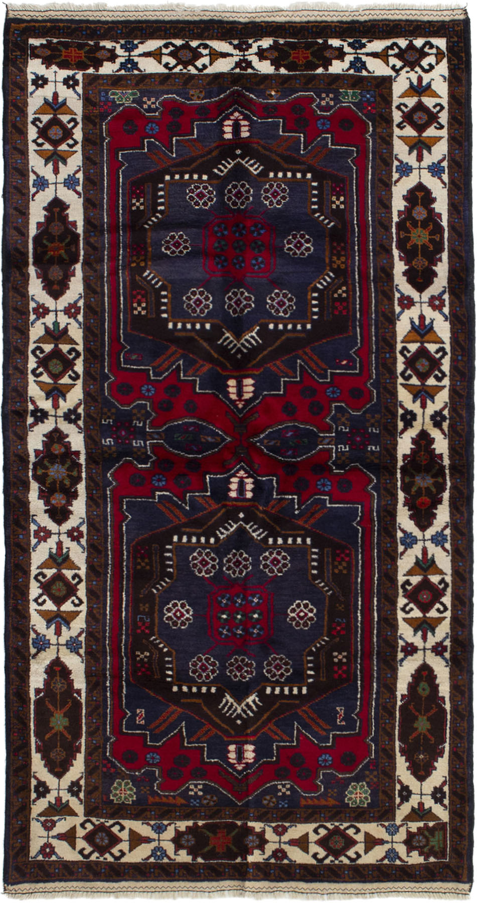Hand-knotted Finest Rizbaft Red Wool Rug 3'7" x 6'11" Size: 3'7" x 6'11"  