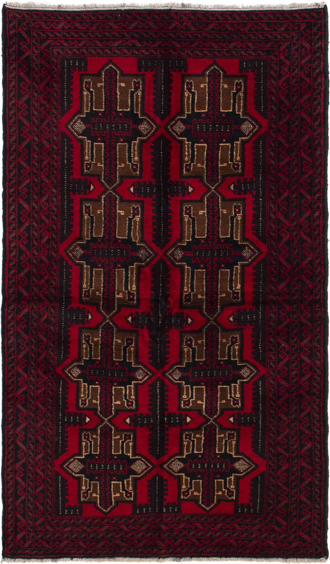 Hand-knotted Kazak Red Wool Rug 3'5" x 6'3" (62) Size: 3'5" x 6'3"  