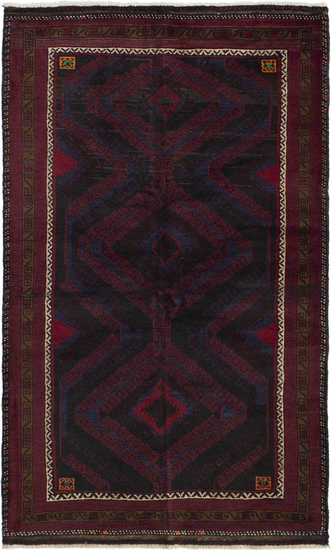 Hand-knotted Kazak Red Wool Rug 3'7" x 6'3" (36) Size: 3'7" x 6'3"  