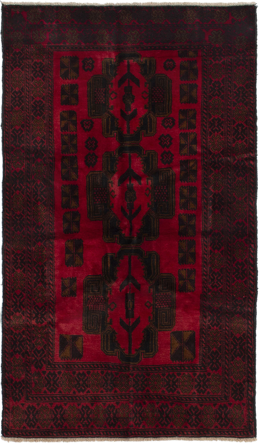 Hand-knotted Kazak Red Wool Rug 3'5" x 6'1" (50) Size: 3'5" x 6'1"  