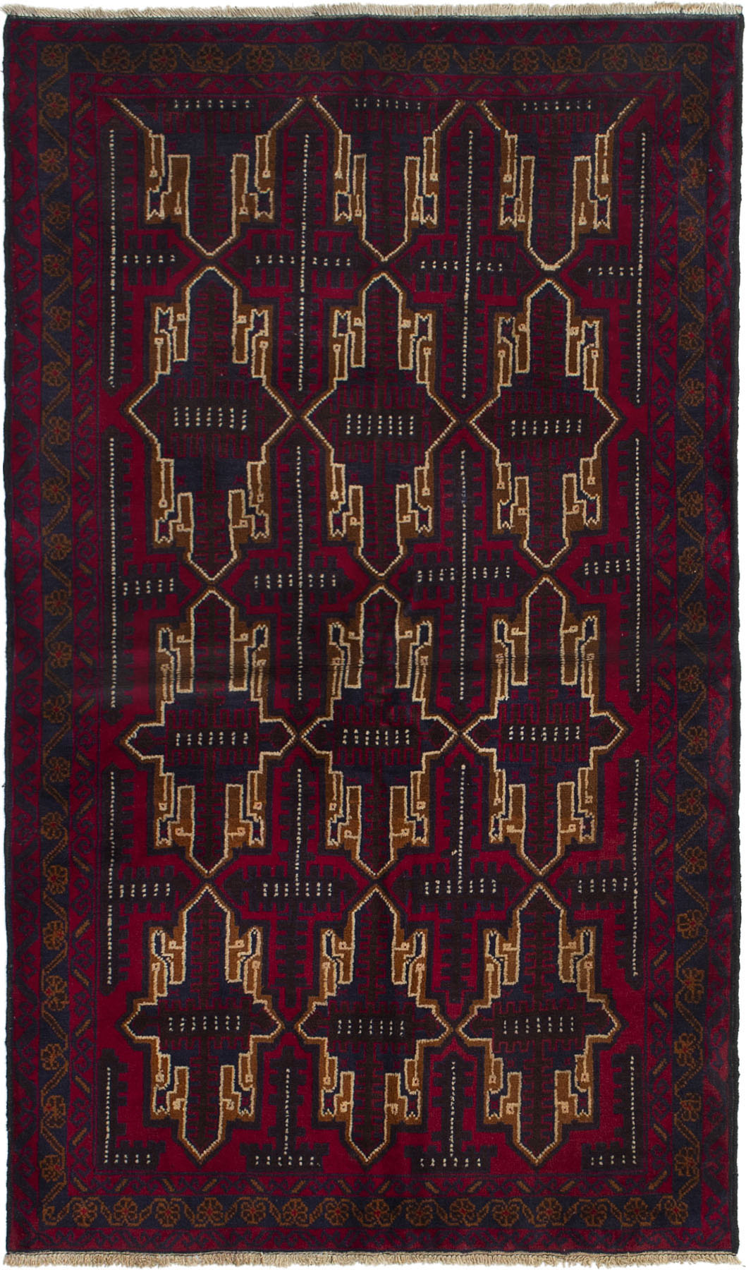 Hand-knotted Kazak Red Wool Rug 3'8" x 6'4" (15) Size: 3'8" x 6'4"  