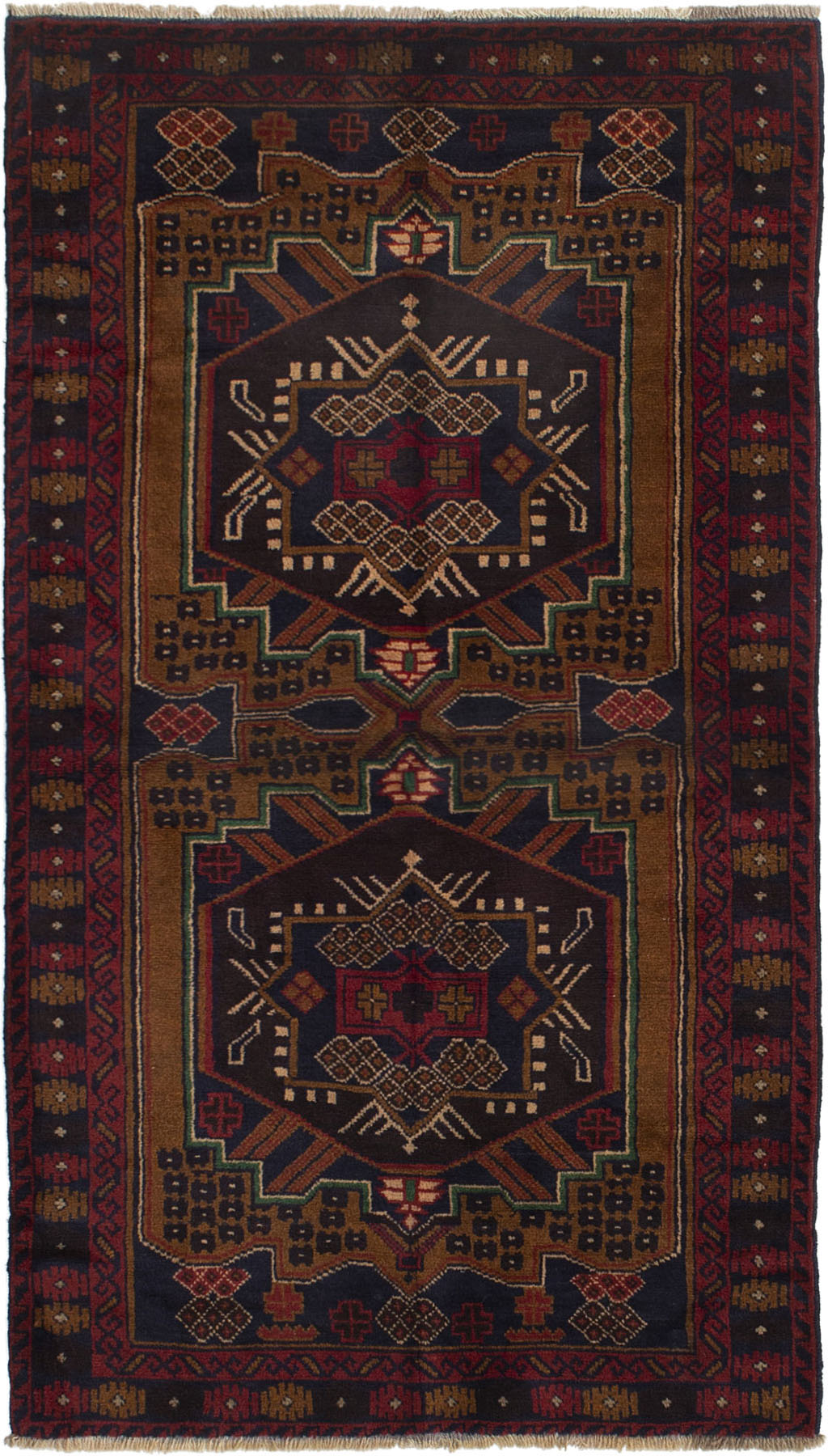 Hand-knotted Finest Rizbaft Light Brown, Red Wool Rug 3'6" x 6'5" Size: 3'6" x 6'5"  