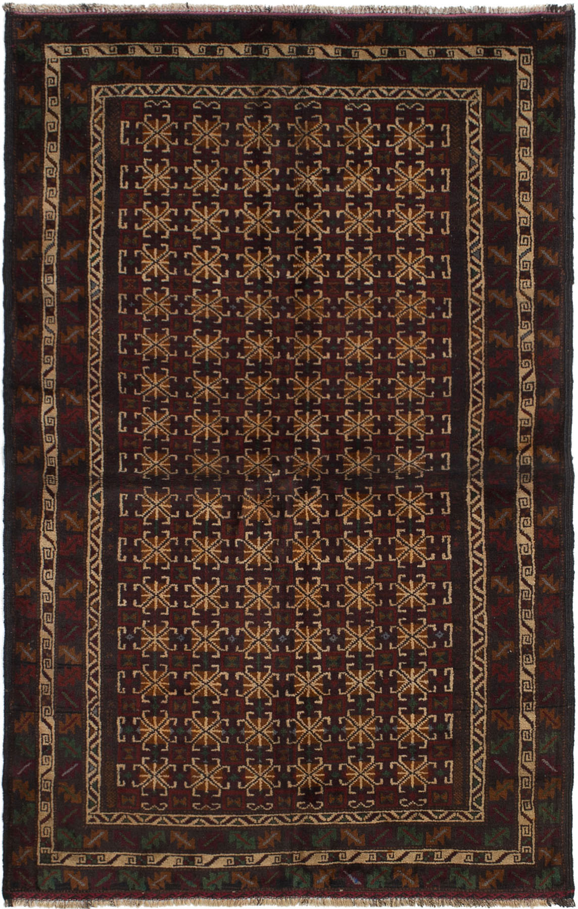 Hand-knotted Finest Rizbaft Dark Red Wool Rug 3'10" x 6'0" Size: 3'10" x 6'0"  