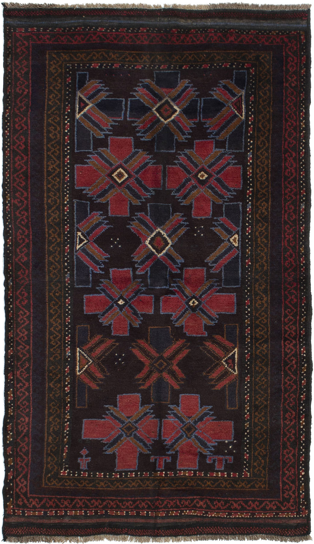 Hand-knotted Teimani Burgundy Wool Rug 3'4" x 5'11" Size: 3'4" x 5'11"  