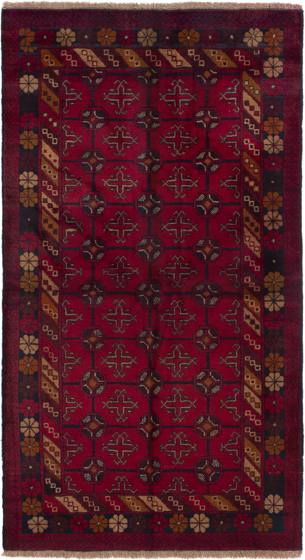 Hand-knotted Finest Rizbaft Red Wool Rug 3'5" x 6'3"  Size: 3'5" x 6'3"  